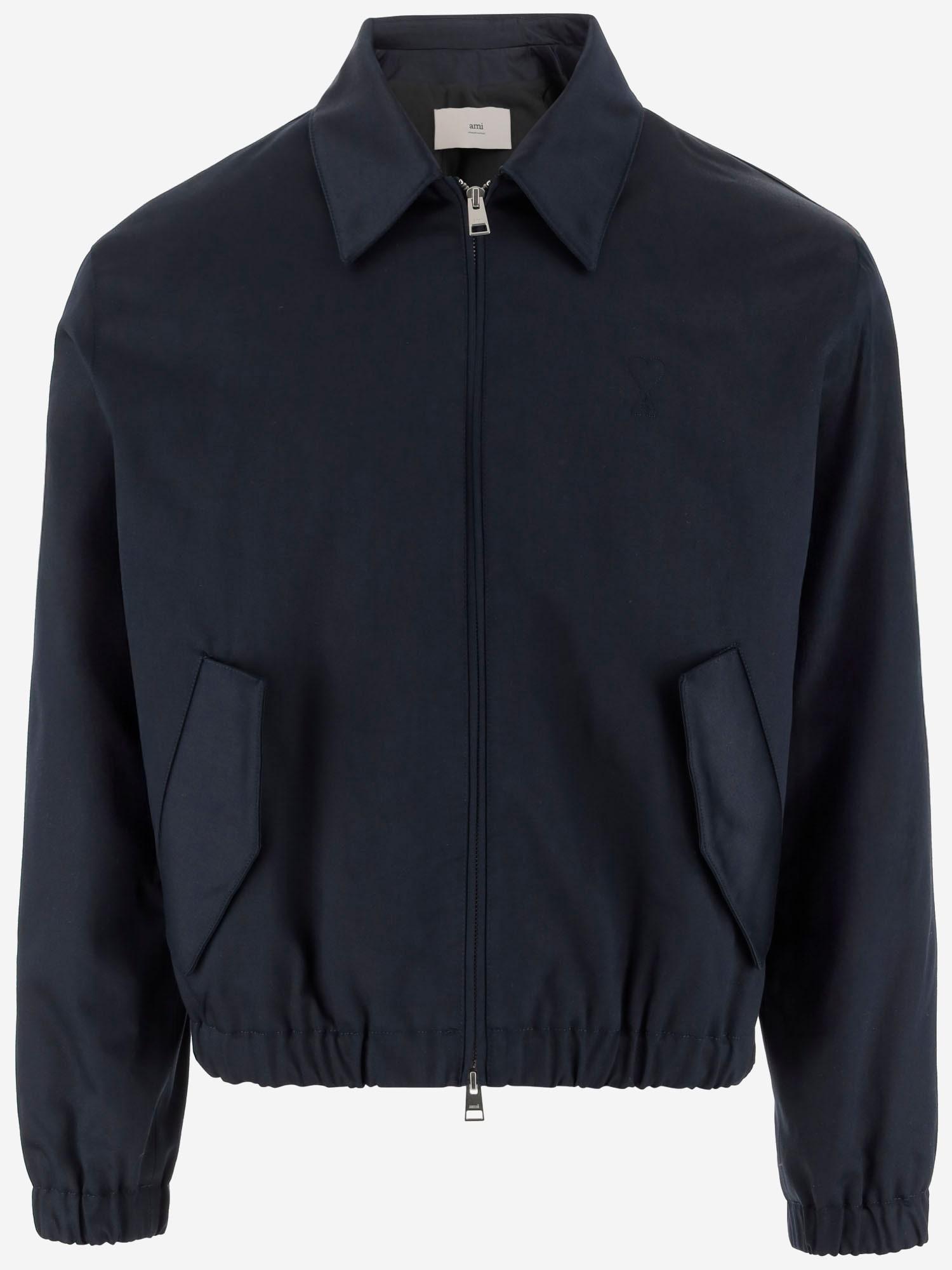 Ami Paris Ami De Coeur Padded Bomber Jacket in Blue for Men
