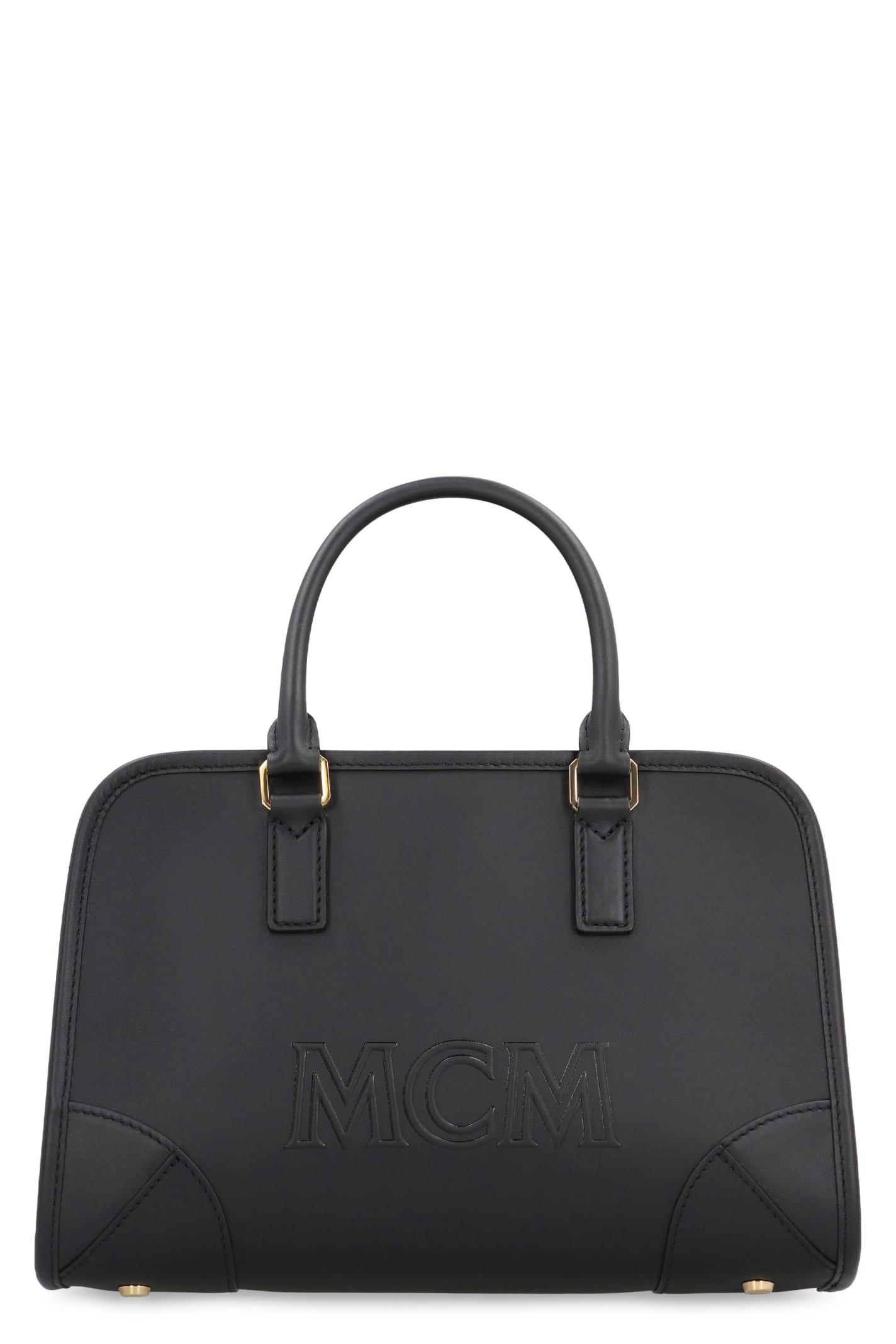 Mcm Women's Medium Aren Boston Leather Bag - Black