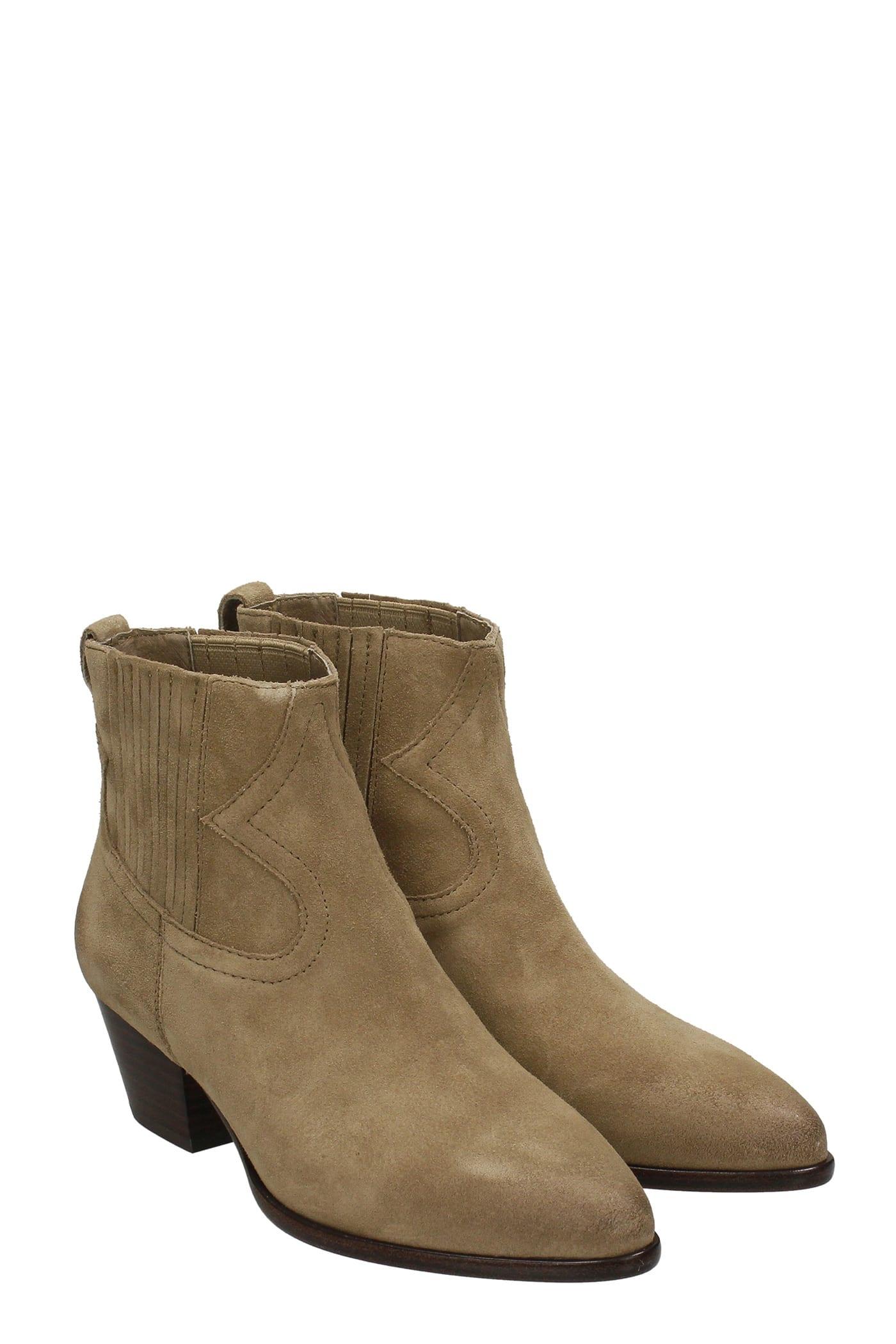 Ash Harper Texan Ankle Boots In Suede 
