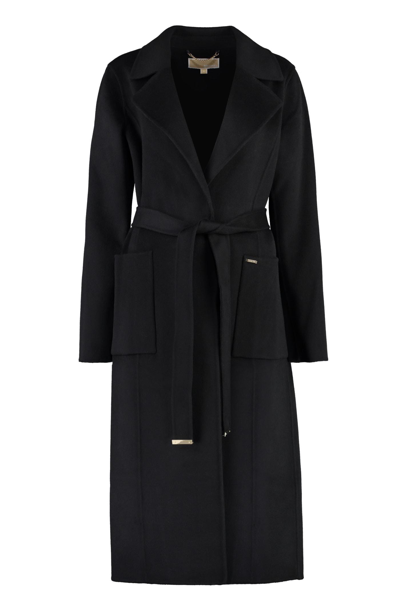 Michael kors store black belted coat
