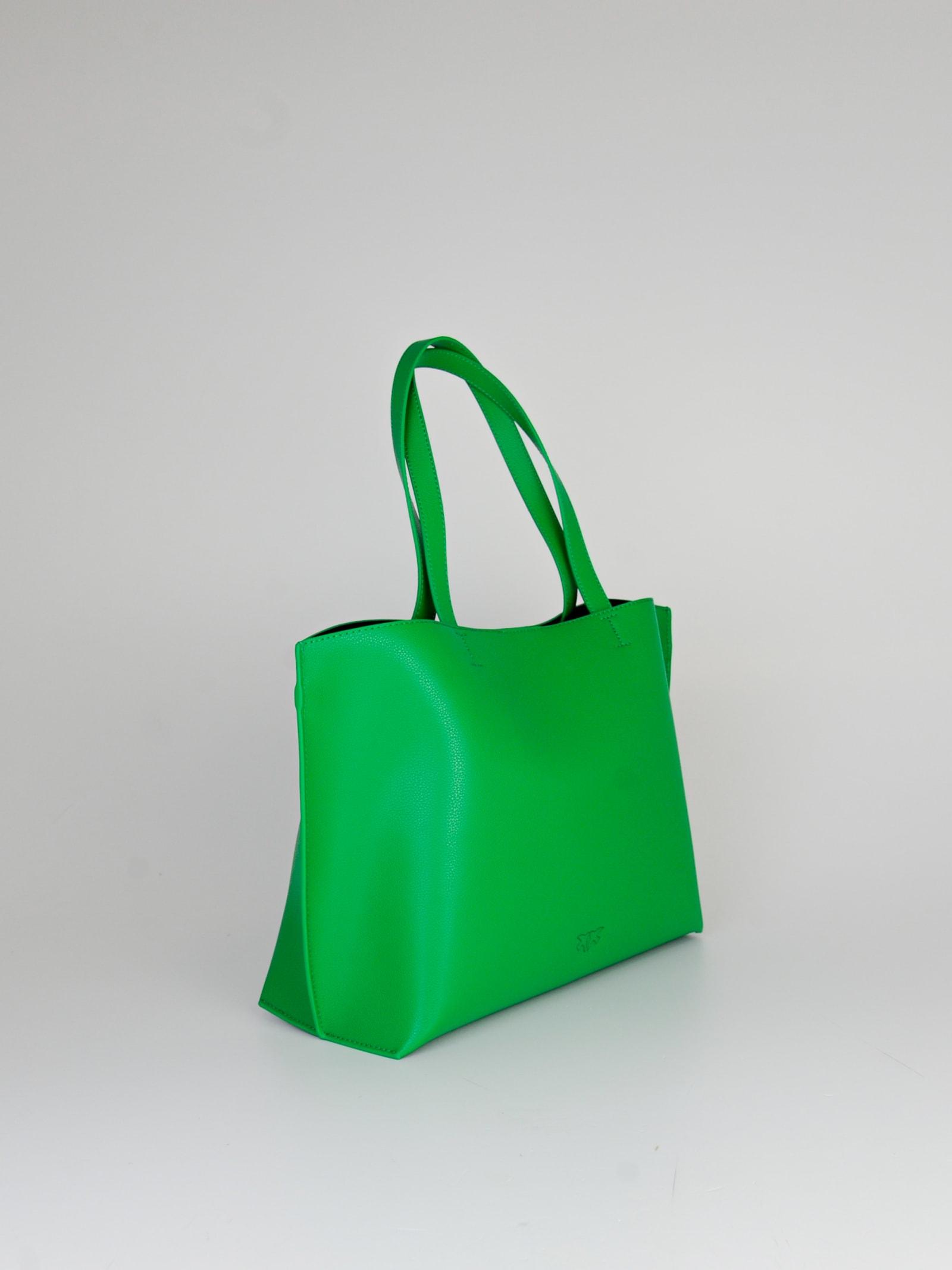 Pinko Leather Everyday 1 Shopping Shopping Bag in Green | Lyst