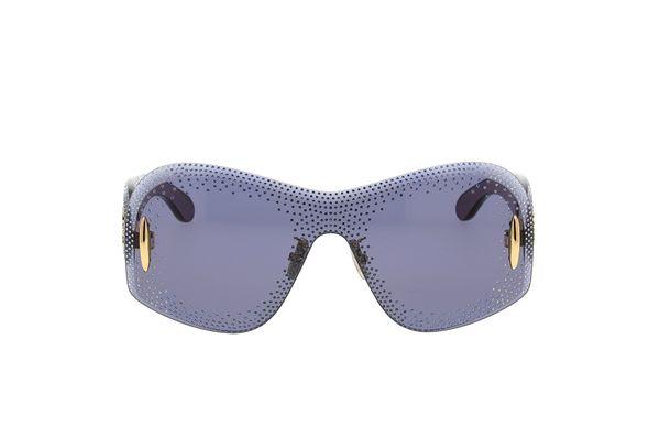 Loewe Embellished Shield Frame Sunglasses in Purple | Lyst