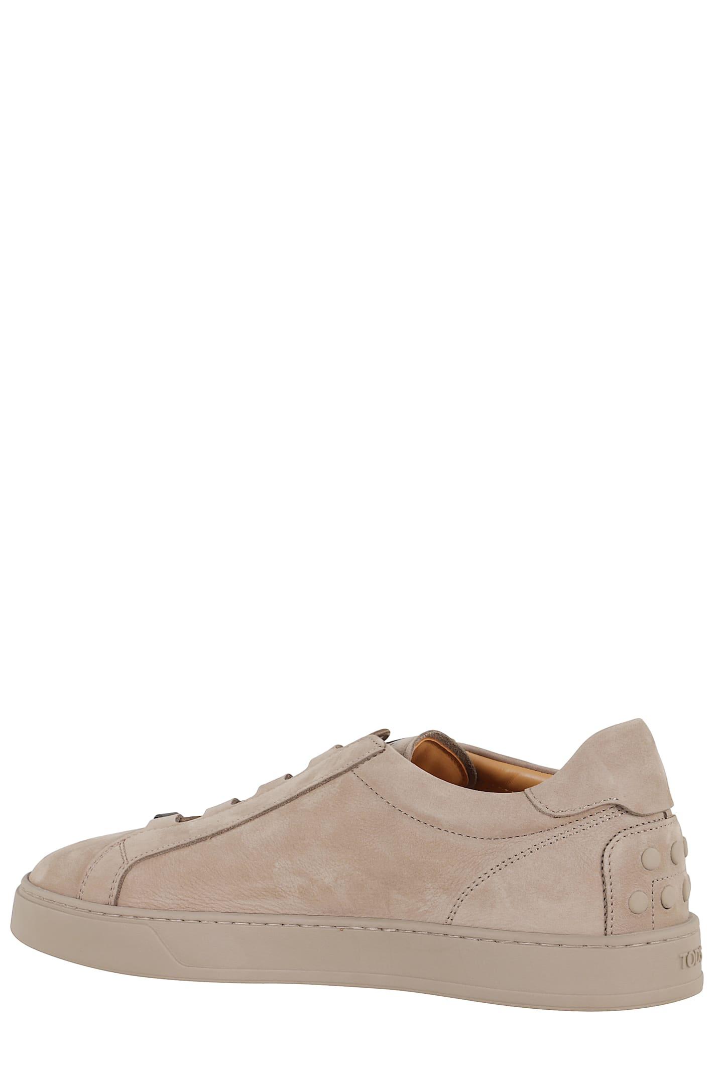 スニーカー TOD'S Suede leather sneakers TOD'S men shoes Beige suede sneaker with a brown logo