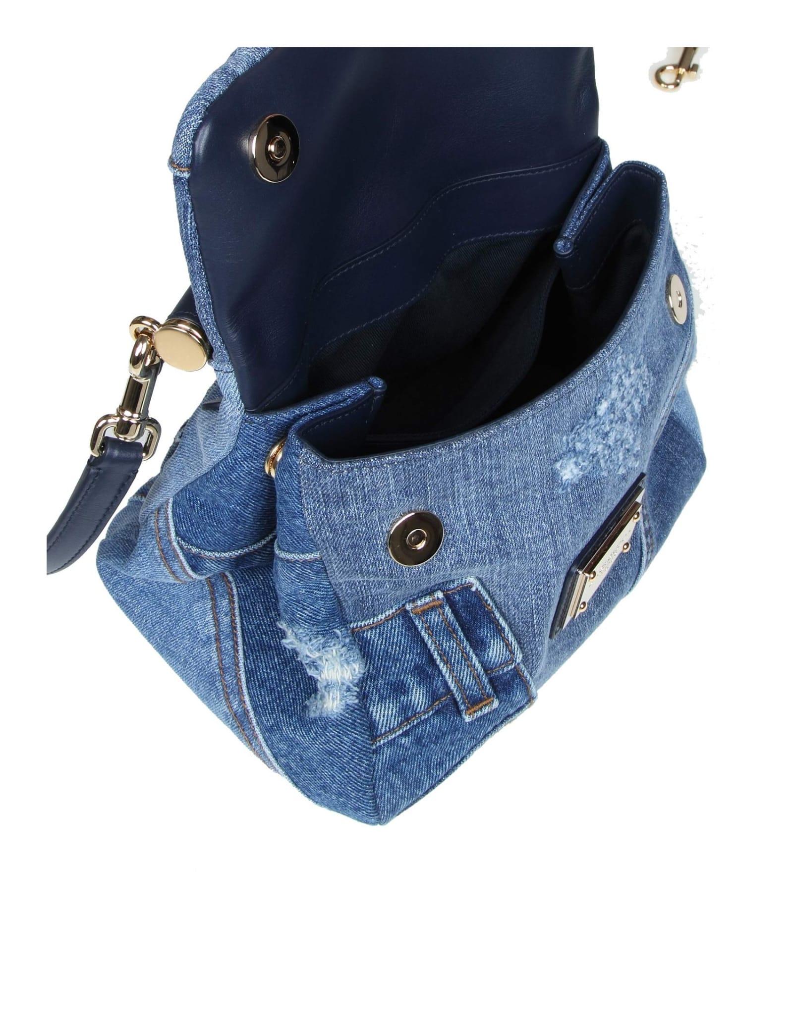 Dolce & Gabbana Sicily Small Denim Tote Bag in Blue