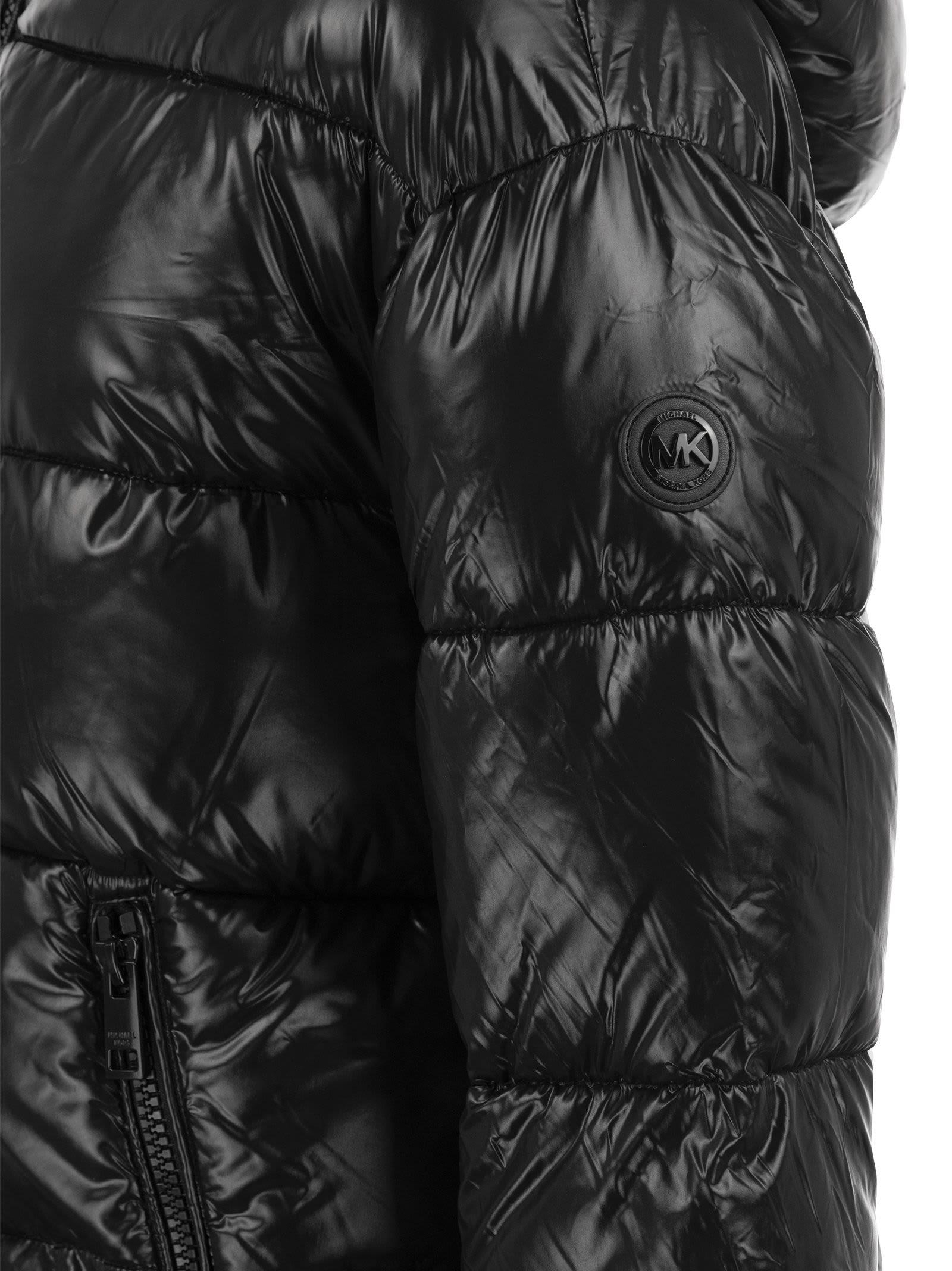 Hooded Down Jacket With Glossy Finish
