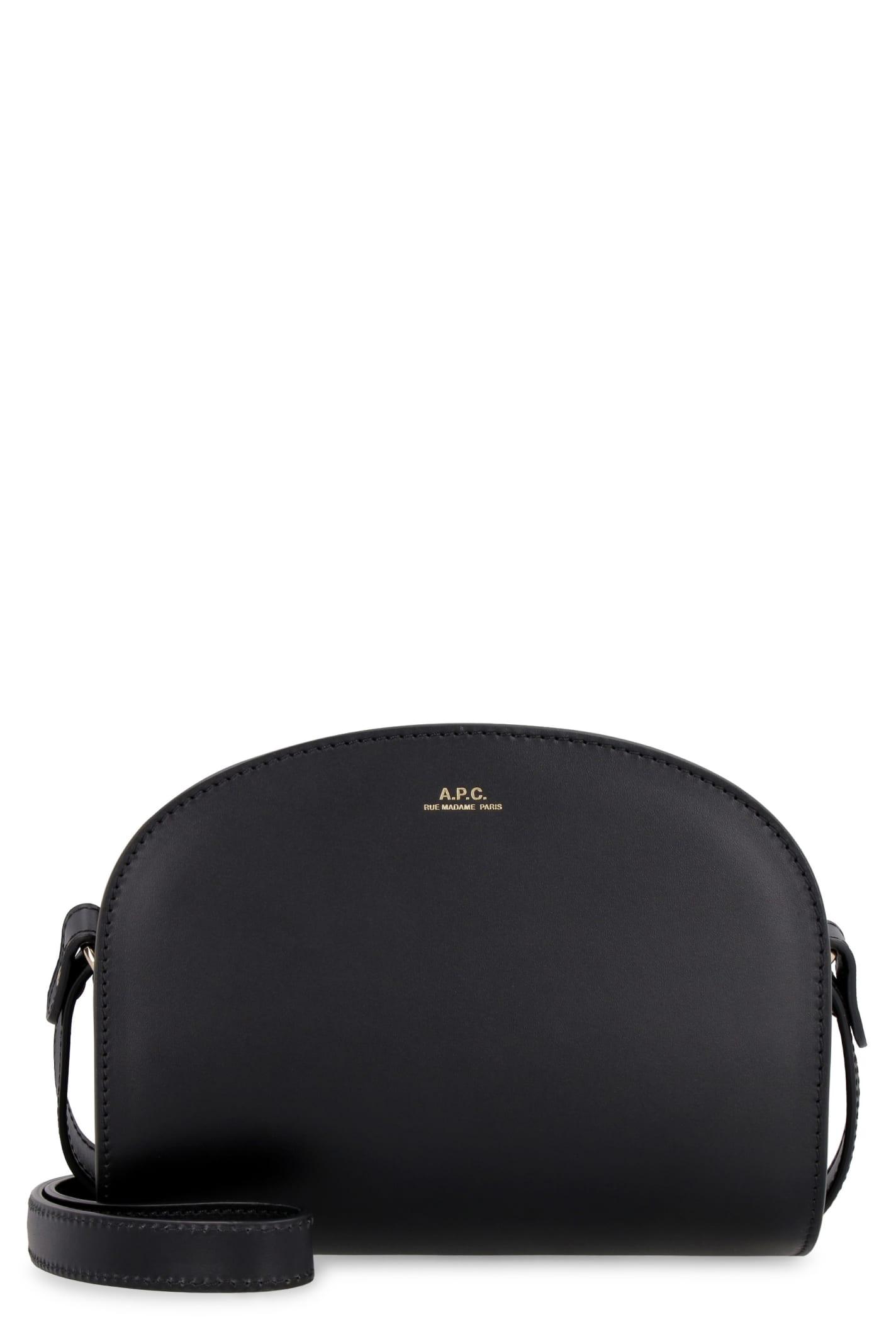 A.P.C. Mini Demi-lune Leather Crossbody Bag in Black | Lyst