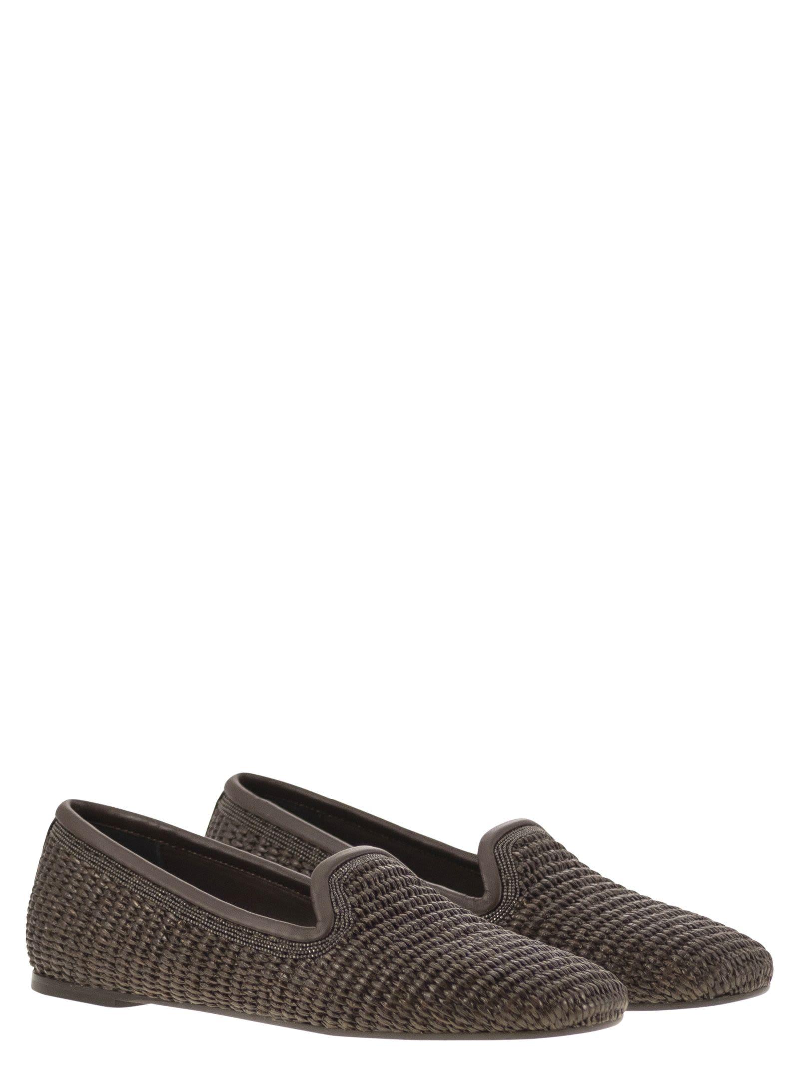 サンダル・ミュール BRUNELLO CUCINELLI Techno raffia slipper with Precious Trim Brunello Cucinelli Techno Raffia Slipper With Precious Trim