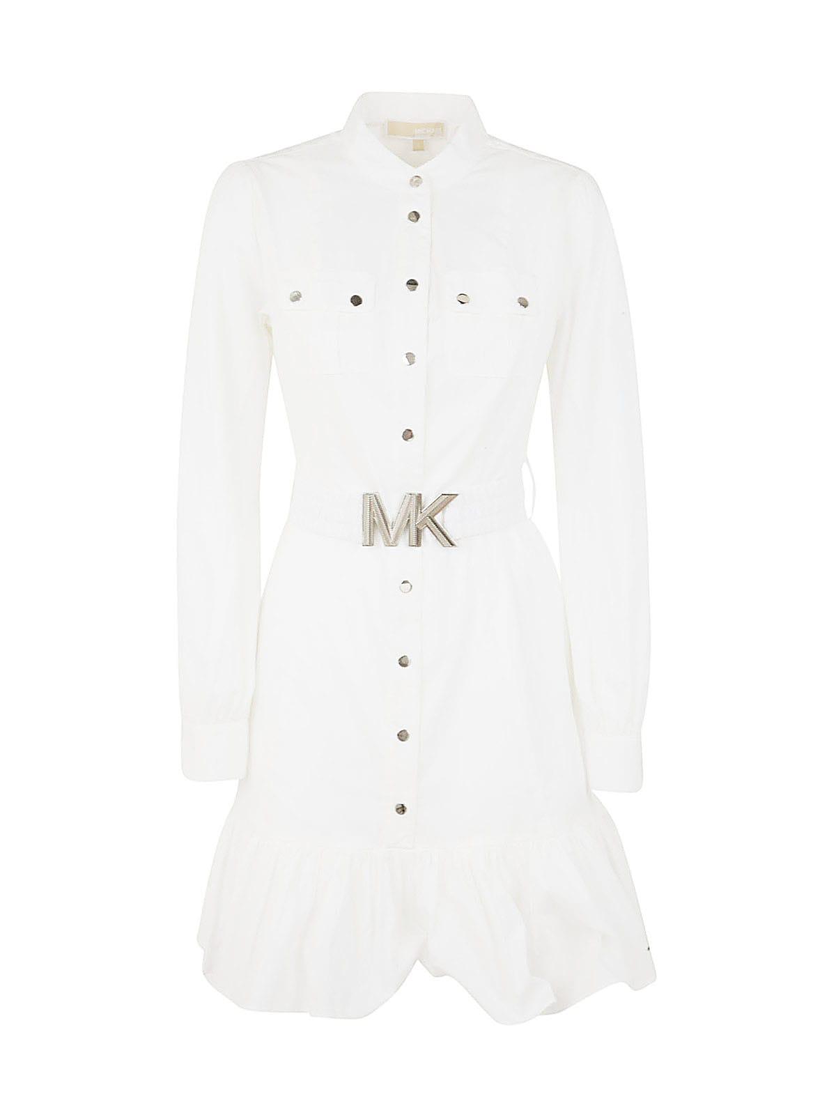 Michael Kors Ctn Utility Mini Dress in White | Lyst