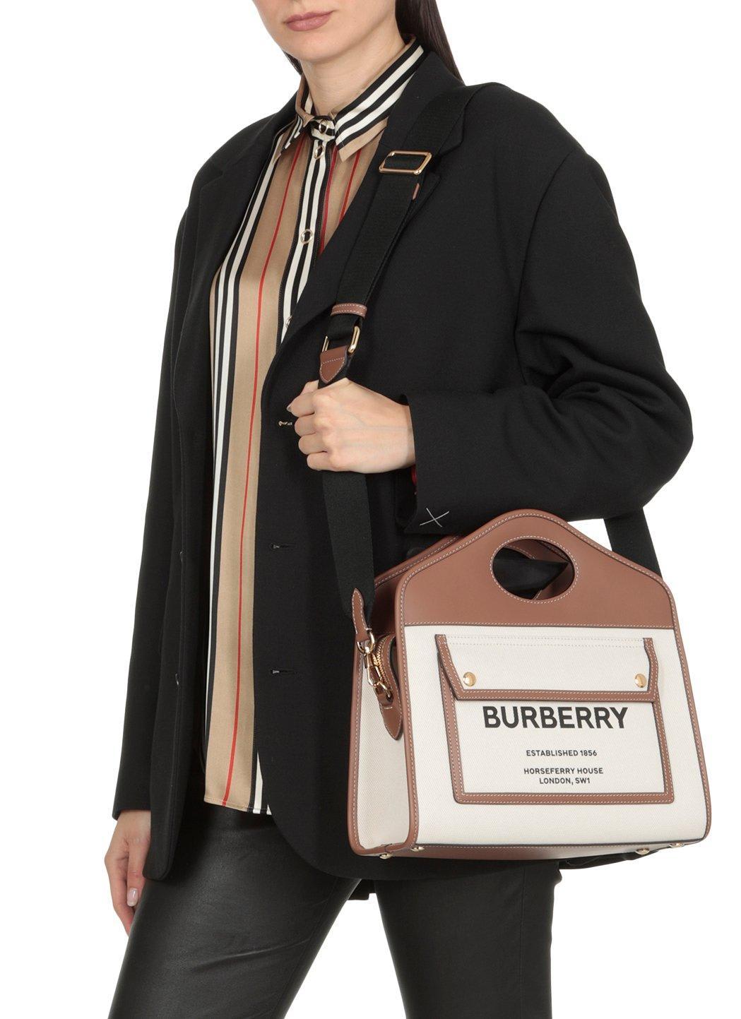 Burberry Pocket Two-tone Small Tote Bag | Lyst