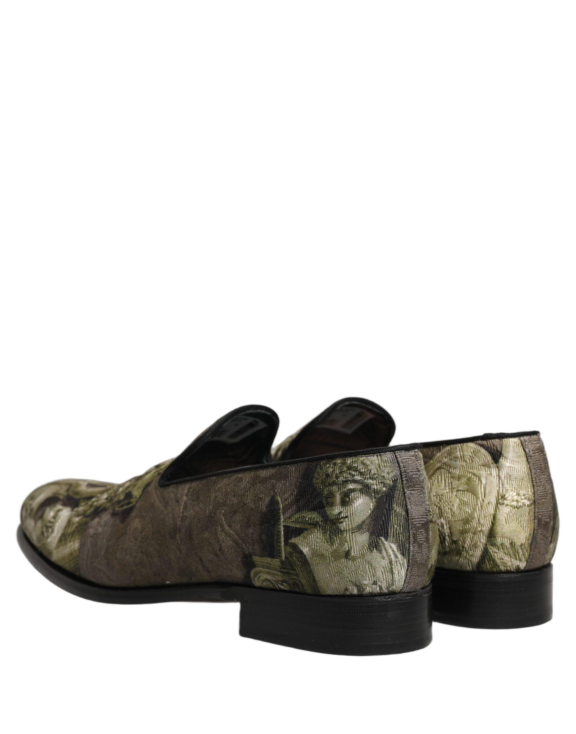 Dolce & Gabbana Brown Baroque Print Slip On Loafers Men\'s Shoes Dolce & Gabbana Brown Baroque Print Slip On Loafers Men\ main image 4
