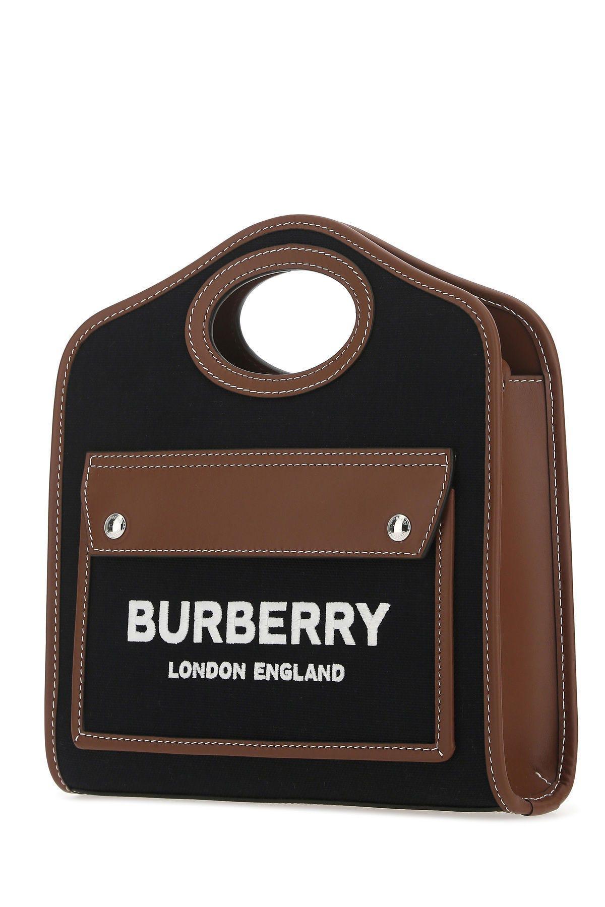ハンドバッグ BURBERRY TWO-TONE CANVAS AND LEATHER MINI POCKET HANDBAG Burberry - Mini Two-tone Canvas and Leather Pocket Bag | HBX