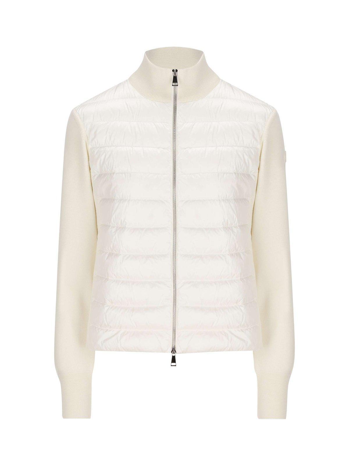 Moncler Chevron Quilted Cardigan Jacket in White | Lyst