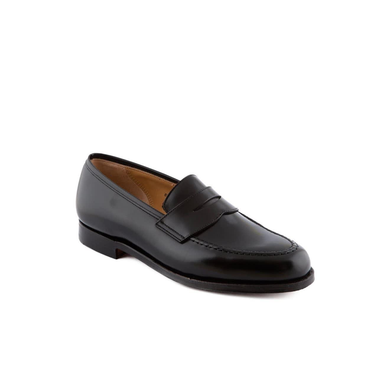 Crockett & Jones Boston Black Cavalry Polished Calf Penny Loafer for ...