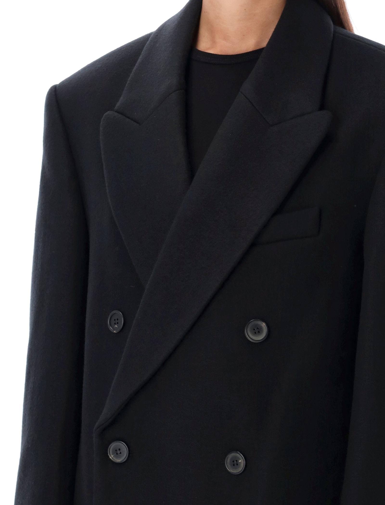 Double-breasted wool coat in black - Wardrobe NYC