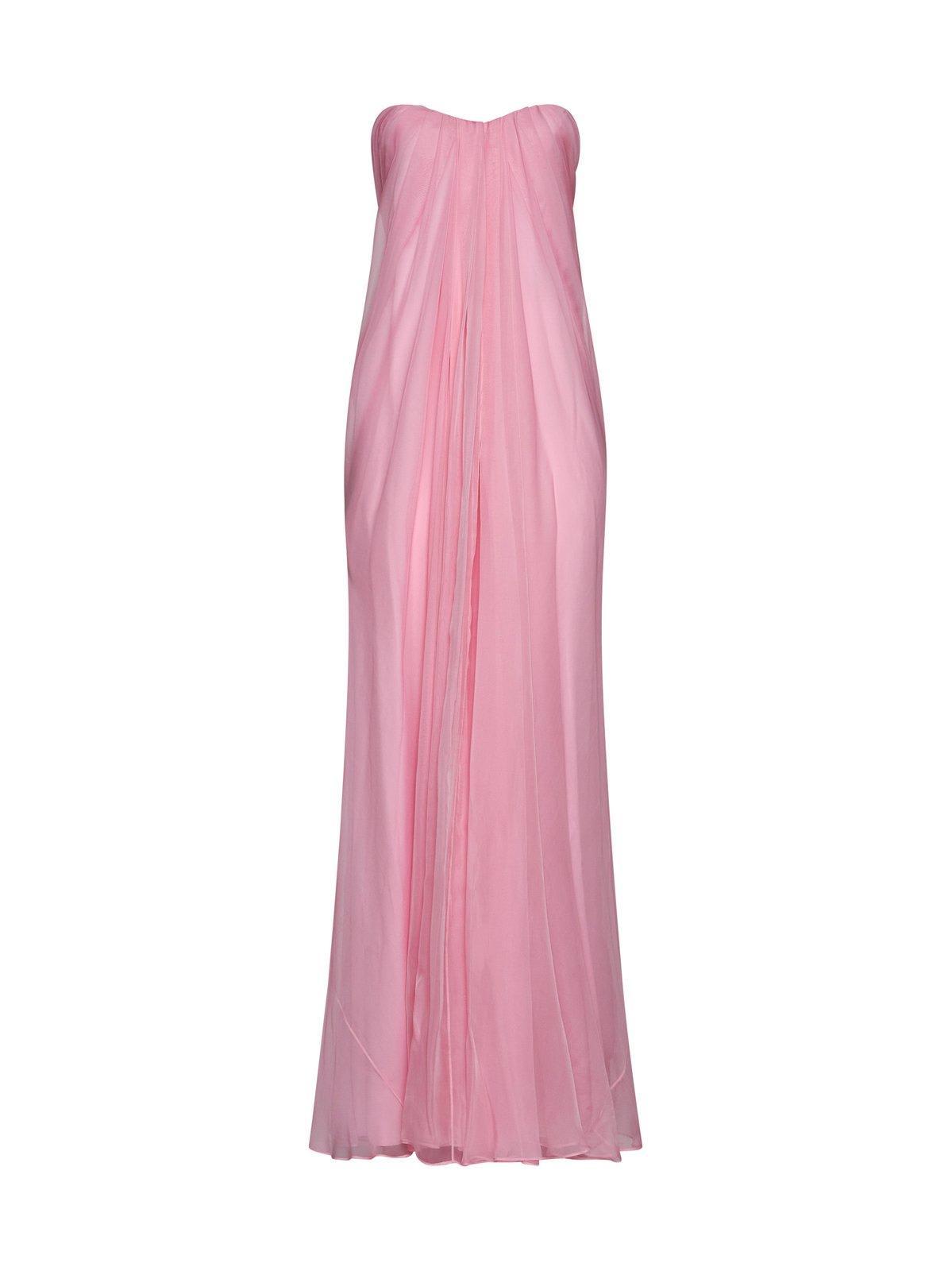 McQueen Draped Sweetheart-neck Silk Maxi Dress in Pink | Lyst