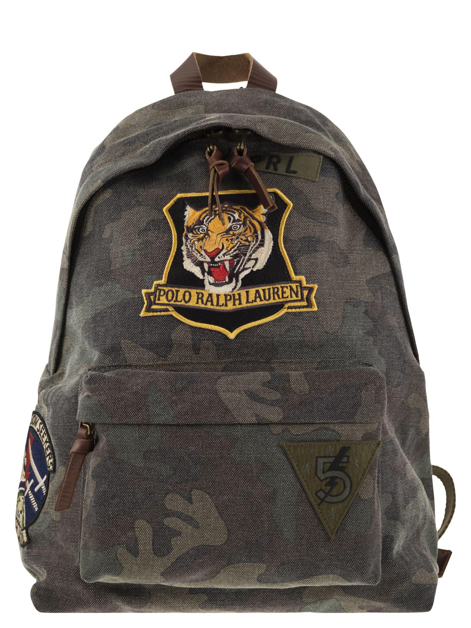 バッグ Camo Tiger Canvas Backpack Polo Ralph Lauren Camouflage Canvas Backpack With Tiger in Gray