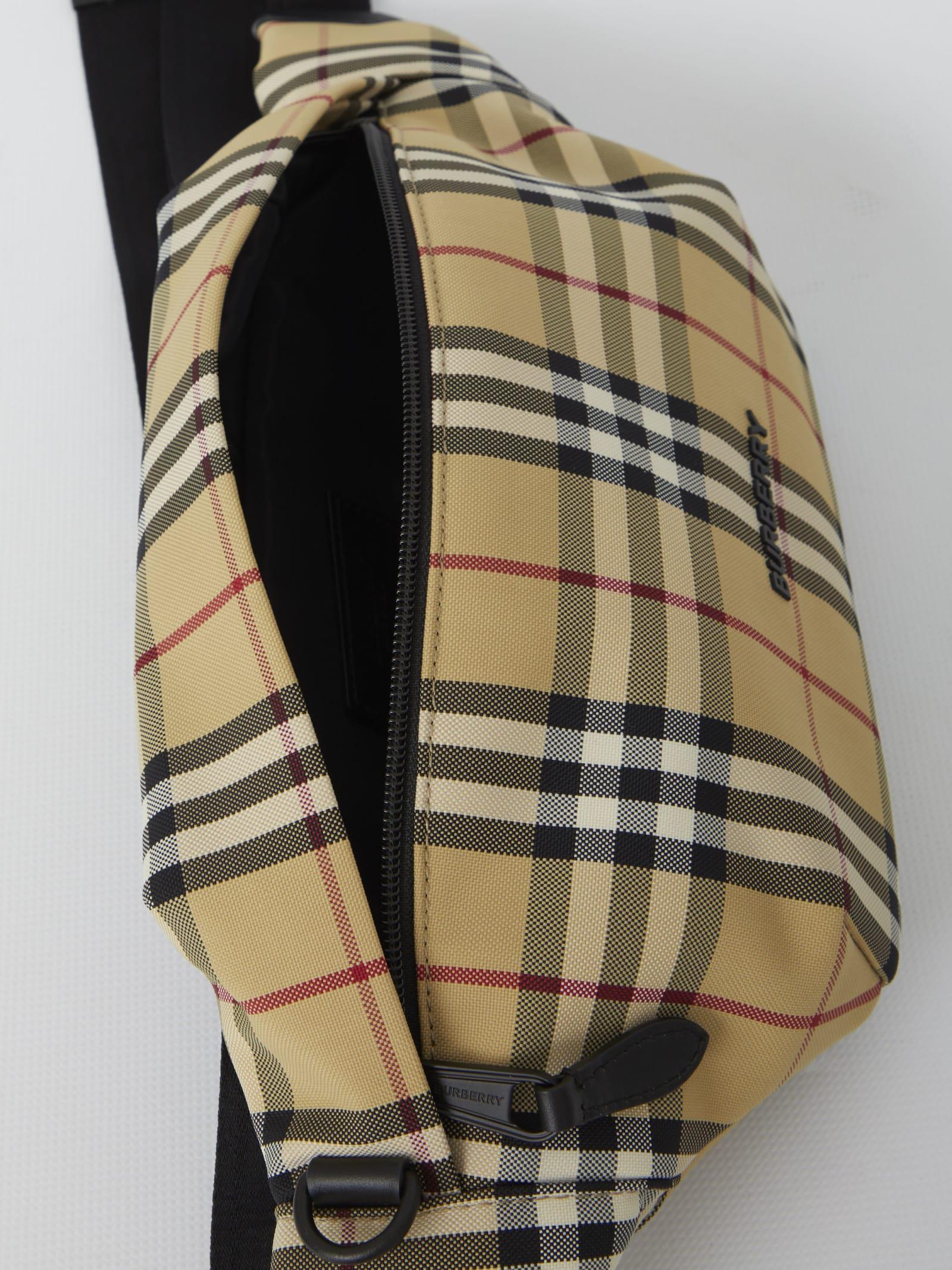 Burberry Medium Vintage Check Bonded Cotton Bum Bag In Beige