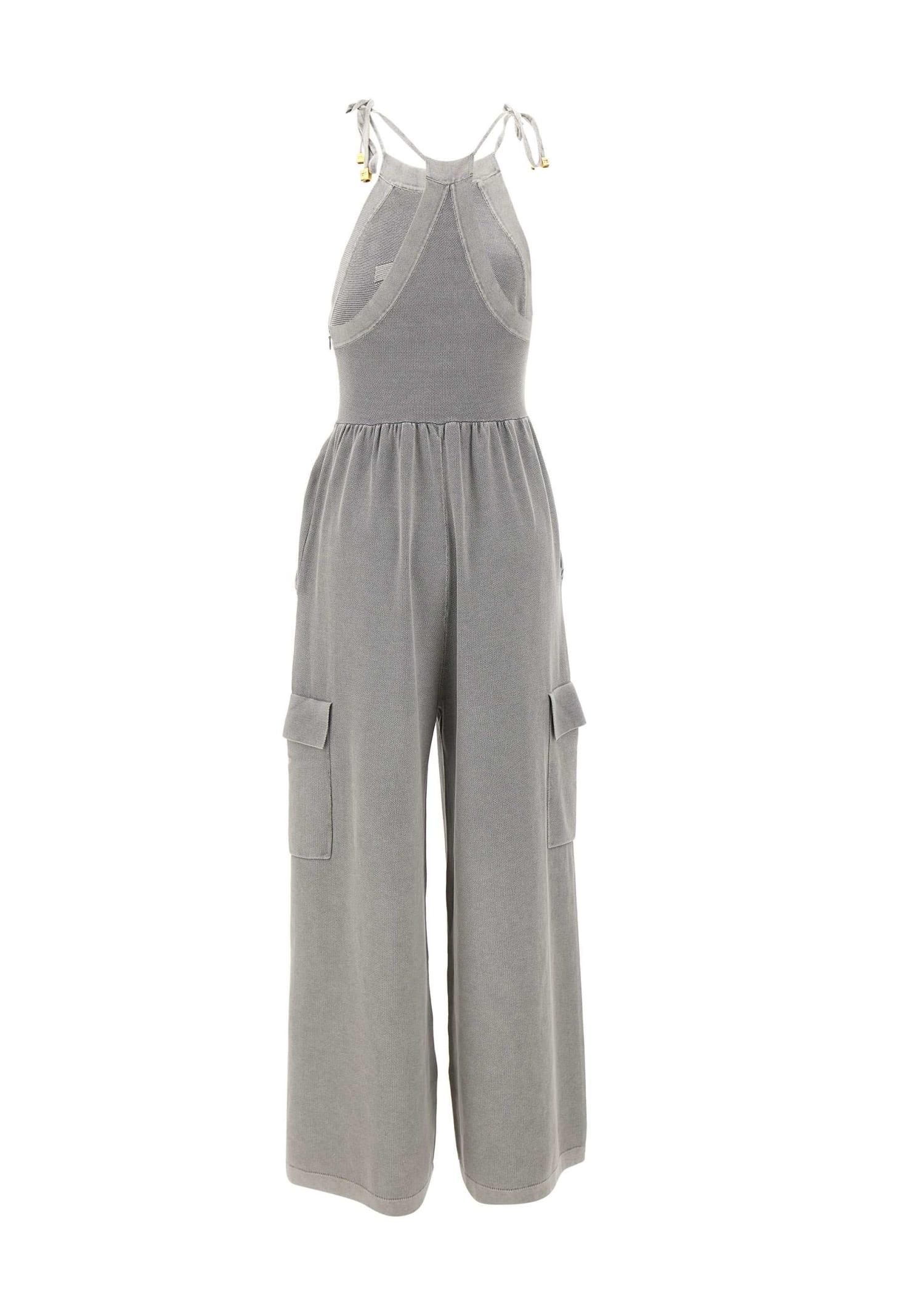 Elisabetta Franchi Cotton Jumpsuit in Gray | Lyst
