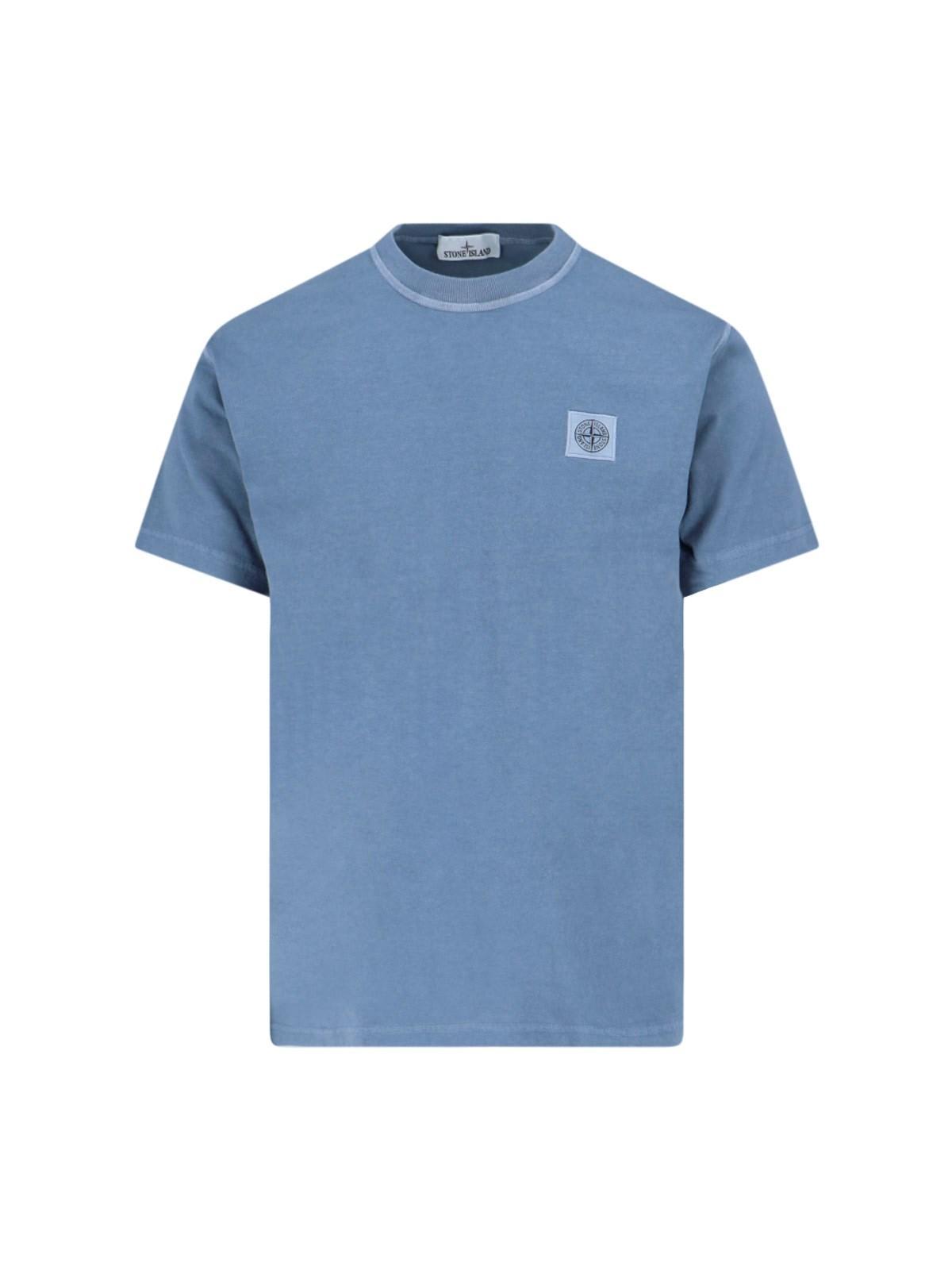 Stone Island Logo T-shirt in Blue for Men | Lyst