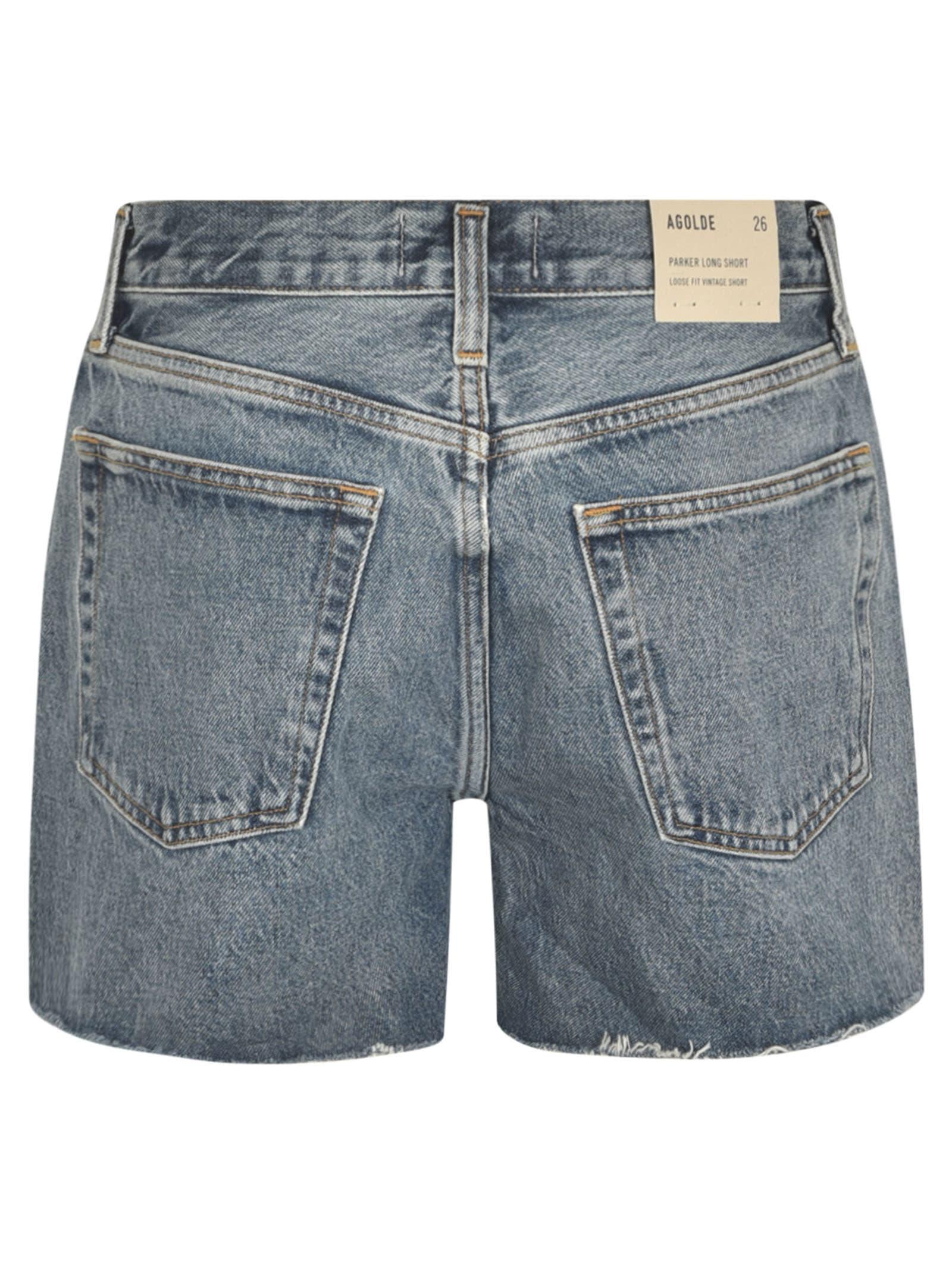 Agolde Distressed Denim Shorts in Blue