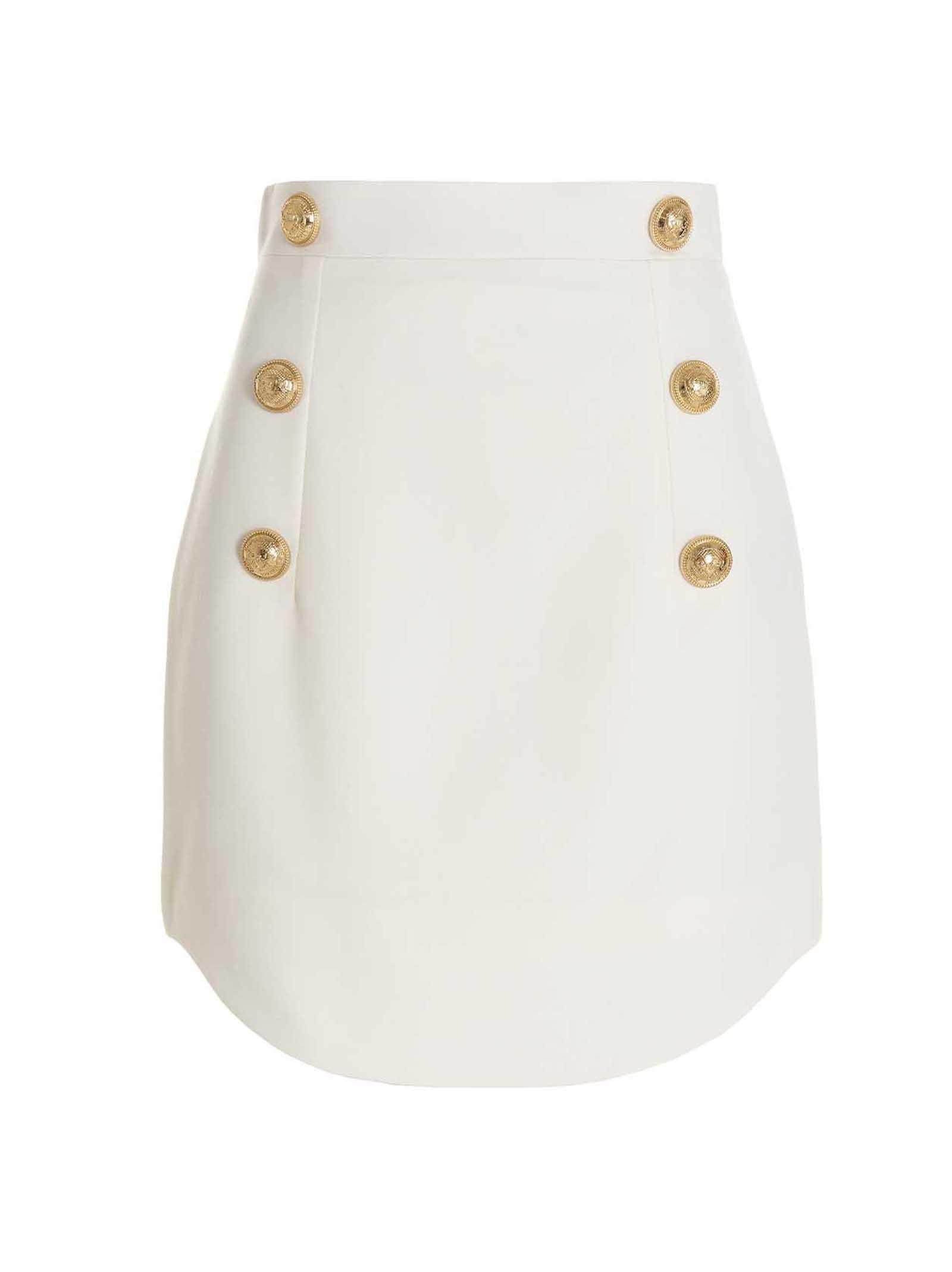 White pencil skirt top with gold buttons