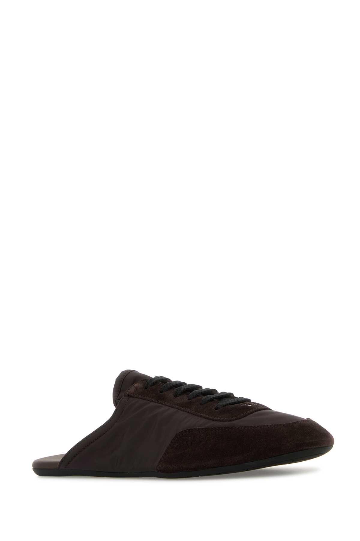 Prada Brown Suede And Re-nylon Slippers in Black | Lyst UK