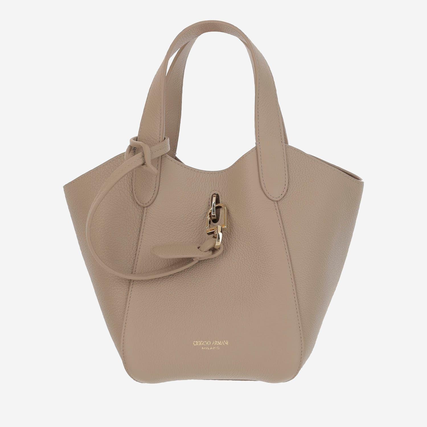 トートバッグ Giorgio Armani Leather Tote Bag With Logo Giorgio Armani Leather Tote Bag With Logo in Natural | Lyst