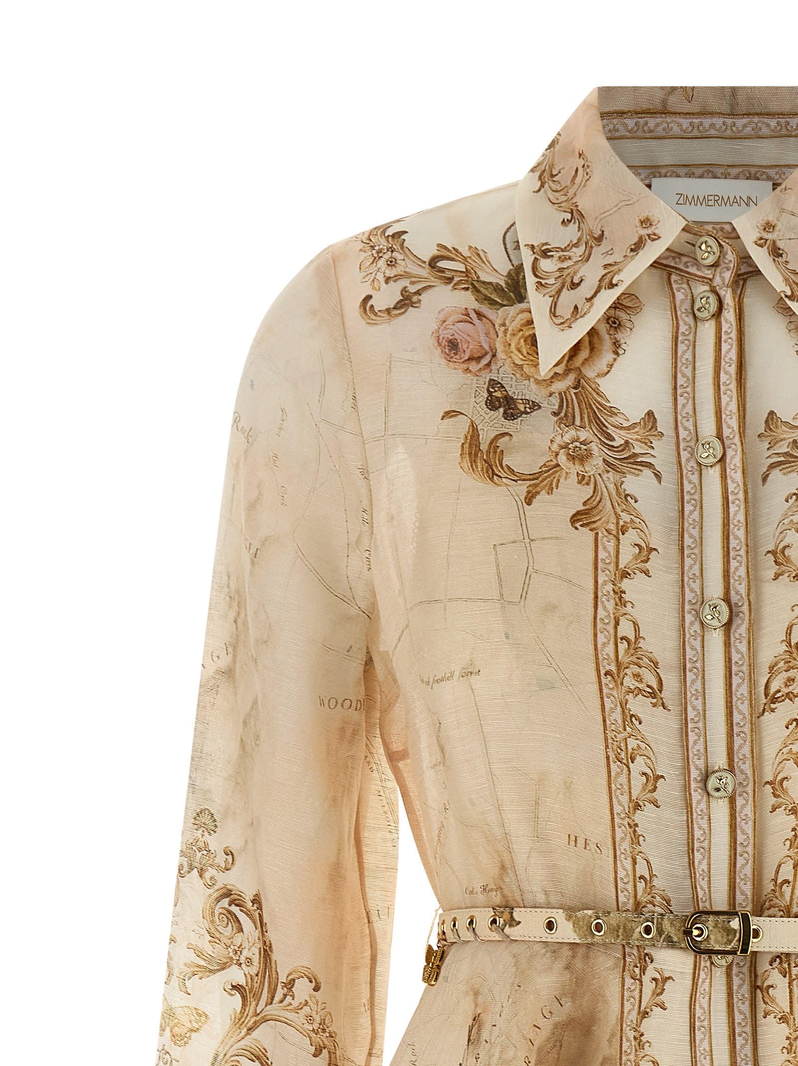 zimmermann golden buttoned mini dress Zimmermann Golden Buttoned Mini Dress in Pink & Gold Floral