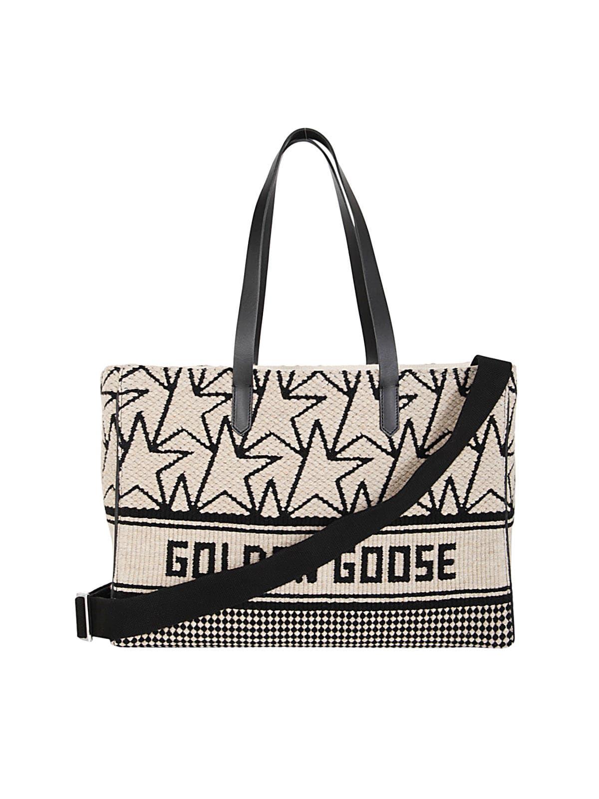 Golden Goose Black + White Wool Jacquard Monogram Duffle Bag — Etc