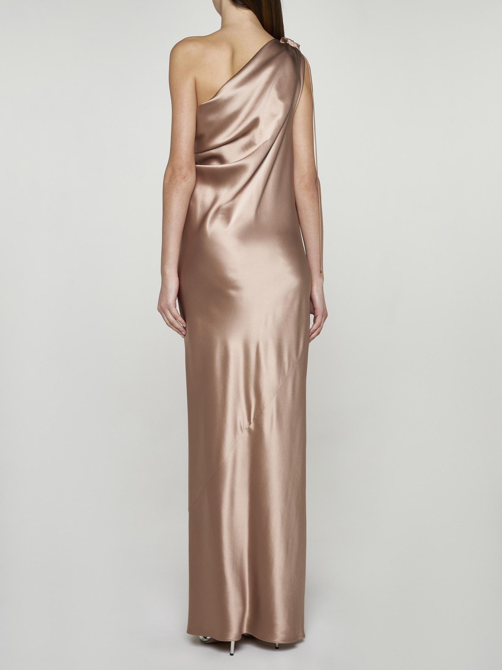 【関税＆送料込み】Max Mara Long One-Shoulder Dress Max Mara Opera Silk One-Shoulder Long Dress in Natural | Lyst