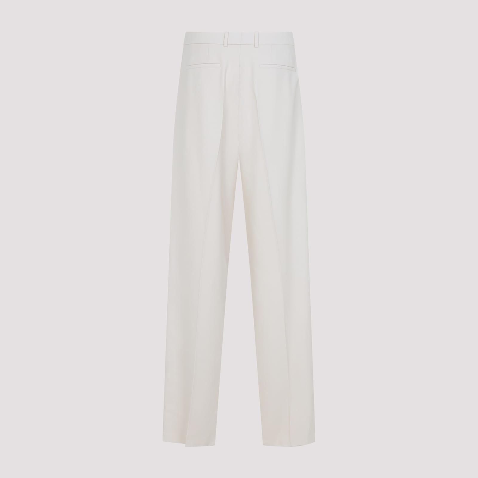 【 Saint Laurent】Ivory wool pant White Yves Saint Laurent 1970s Vintage Cream Wool Jersey Wide-Leg