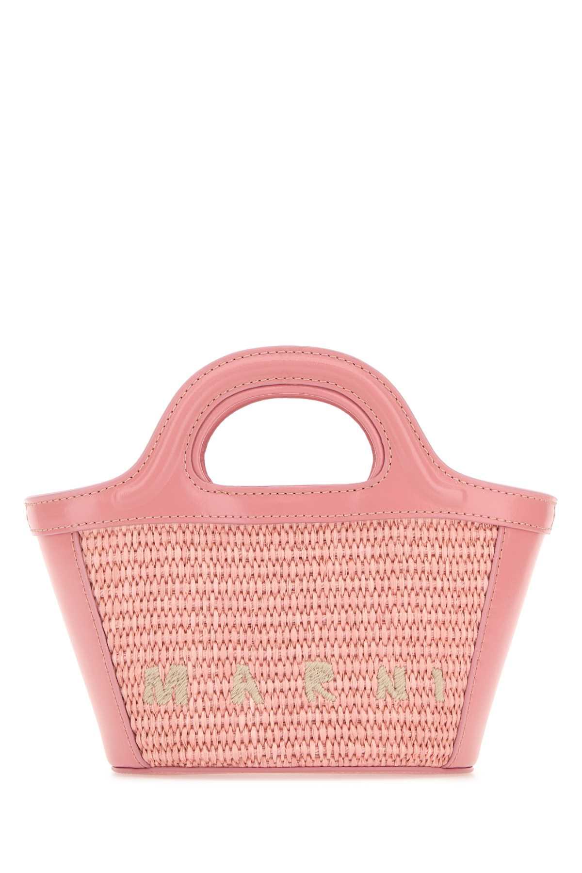 【関税&送料込】Marni Pink Leather And Straw Micro Tropicali Marni Tropicalia Micro leather and raffia Bag - Pink