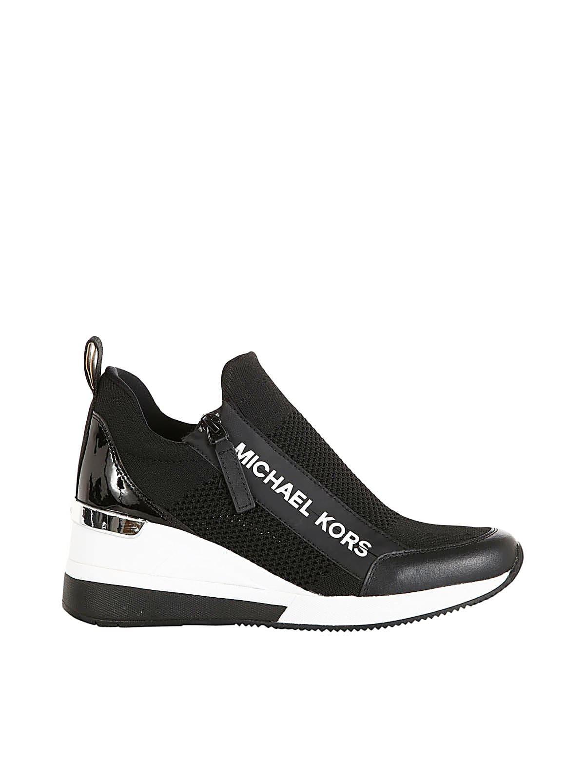 MICHAEL Michael Kors Willis Wedge Trainer in Black | Lyst