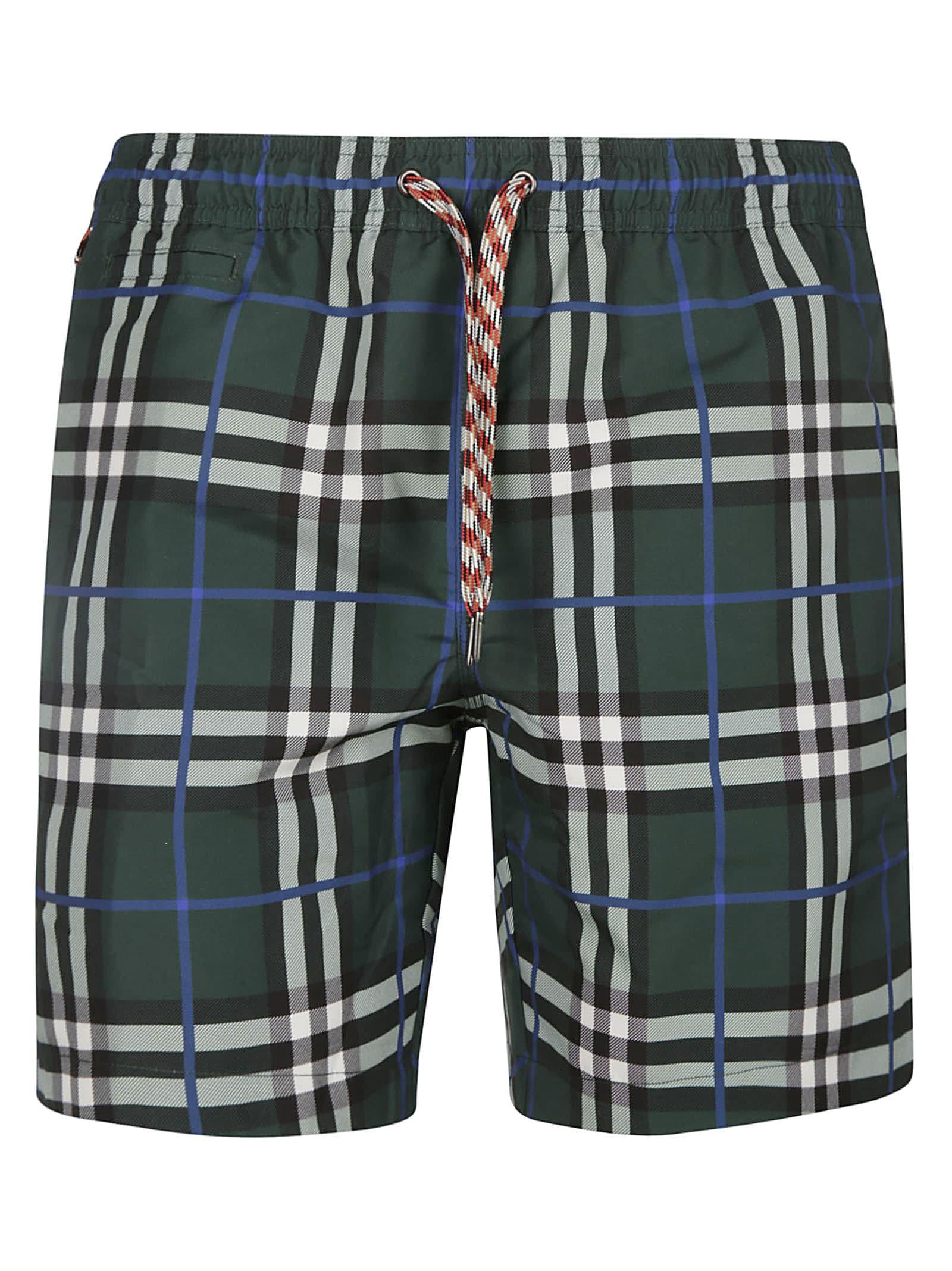 Burberry Synthetic Martin Check Shorts in Dark Forest Green (Green 