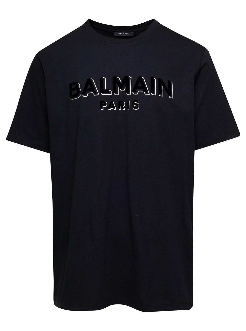 Balmain Men's Flock Foil Logo Bulky T-Shirt