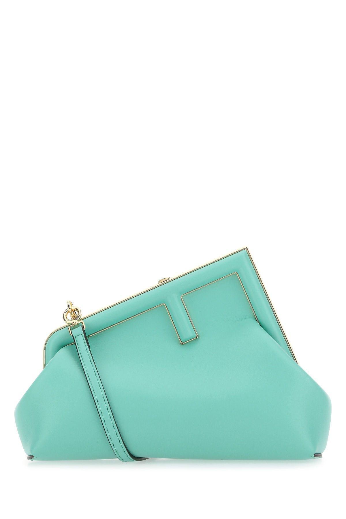 Fendi Light-blue Leather Small First Clutch in Green | Lyst