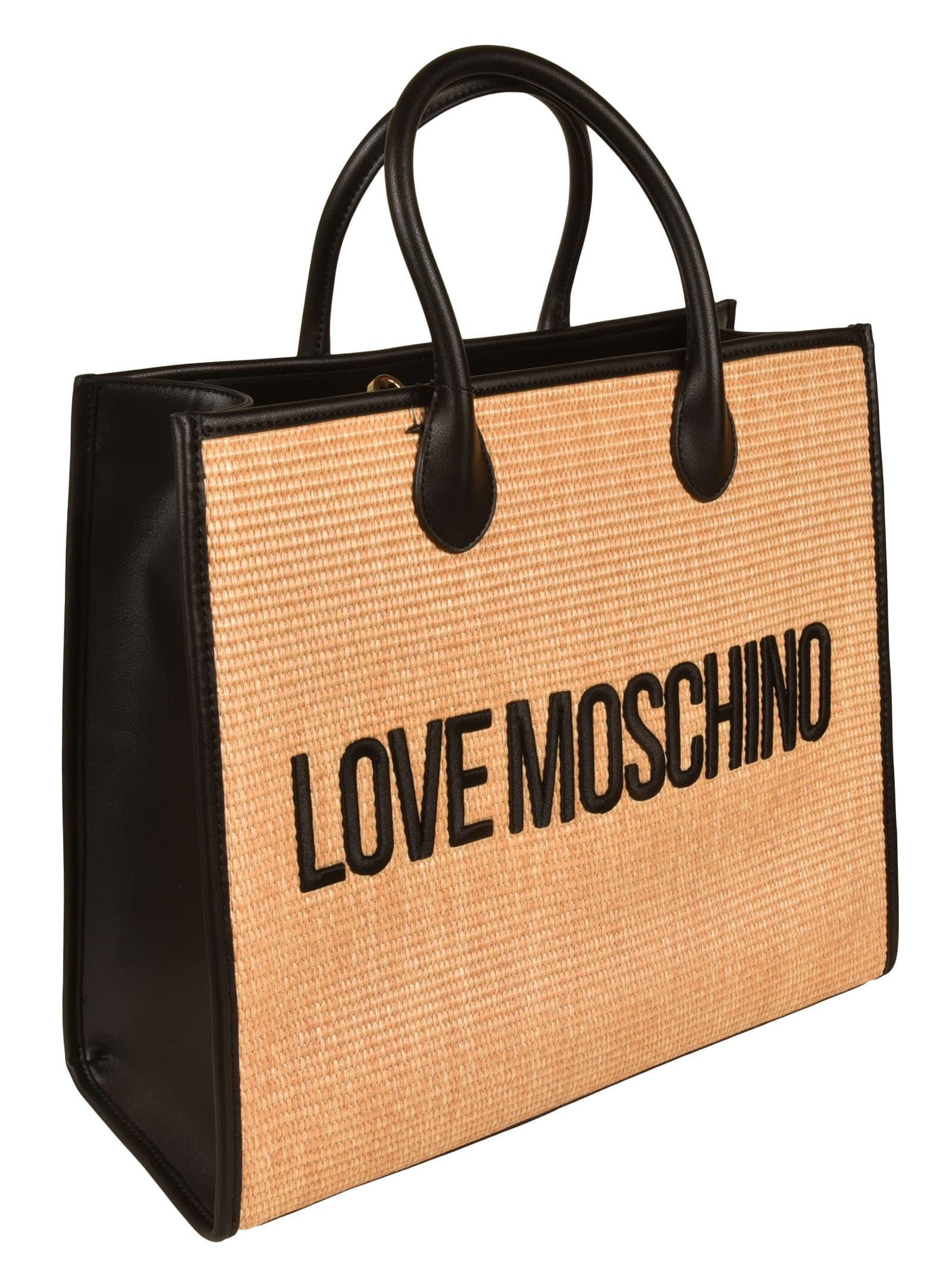 Love Moschino Logo Square Tote in Black | Lyst
