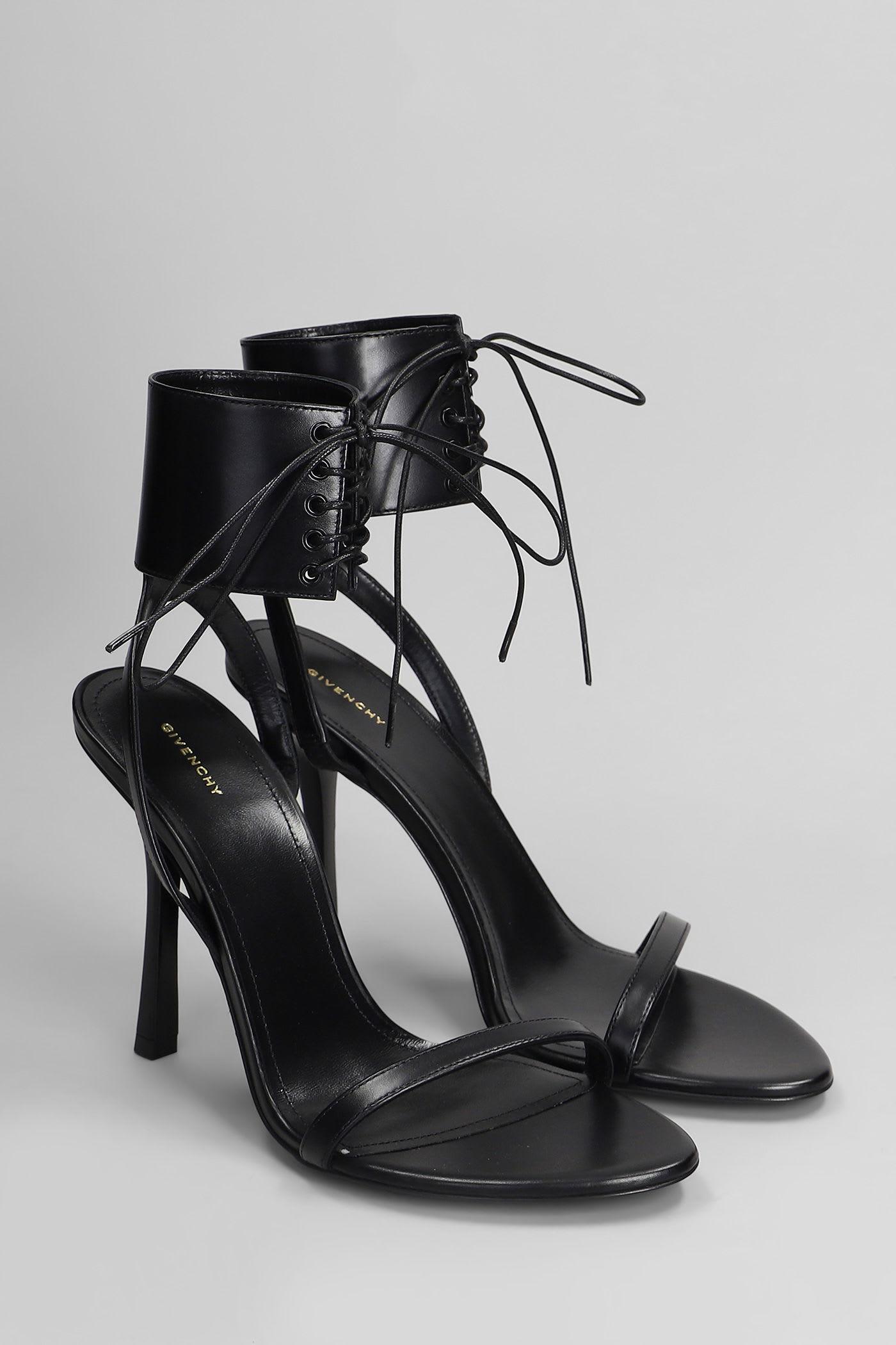 【送料&関税込】Givenchy 4g Liquid Lace Up Sandals In Black 4G Liquid lace-up heeled sandals in leather in - black