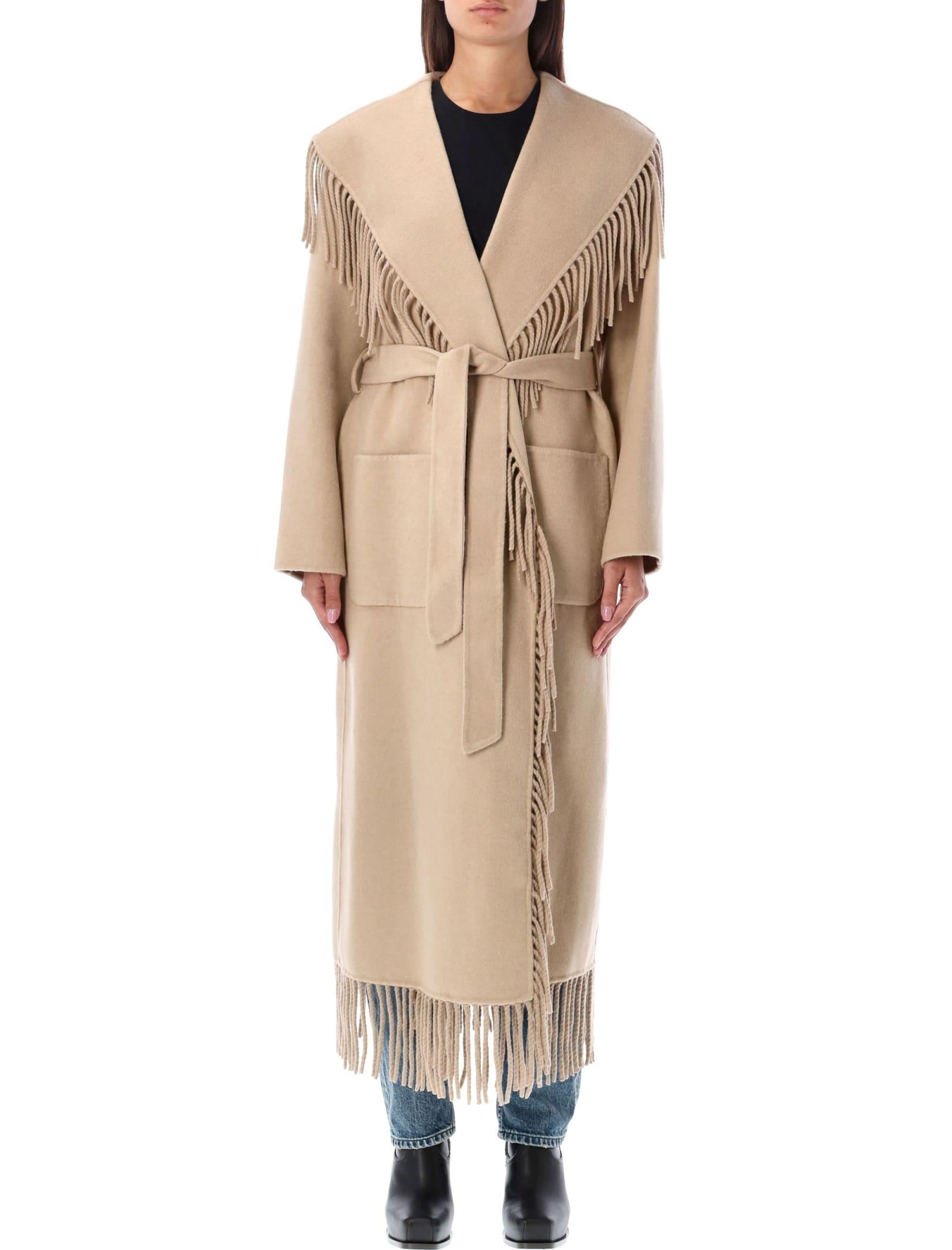 Jonathan Simkhai Carrie Wool Fringe Coat in Natural Lyst