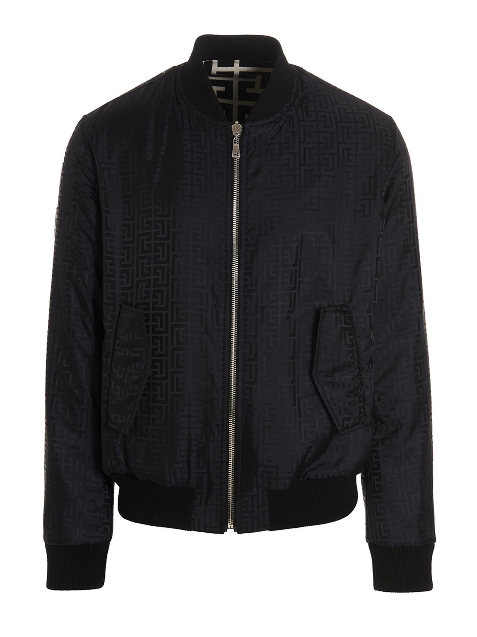 balmain quilted monogram leather jacket