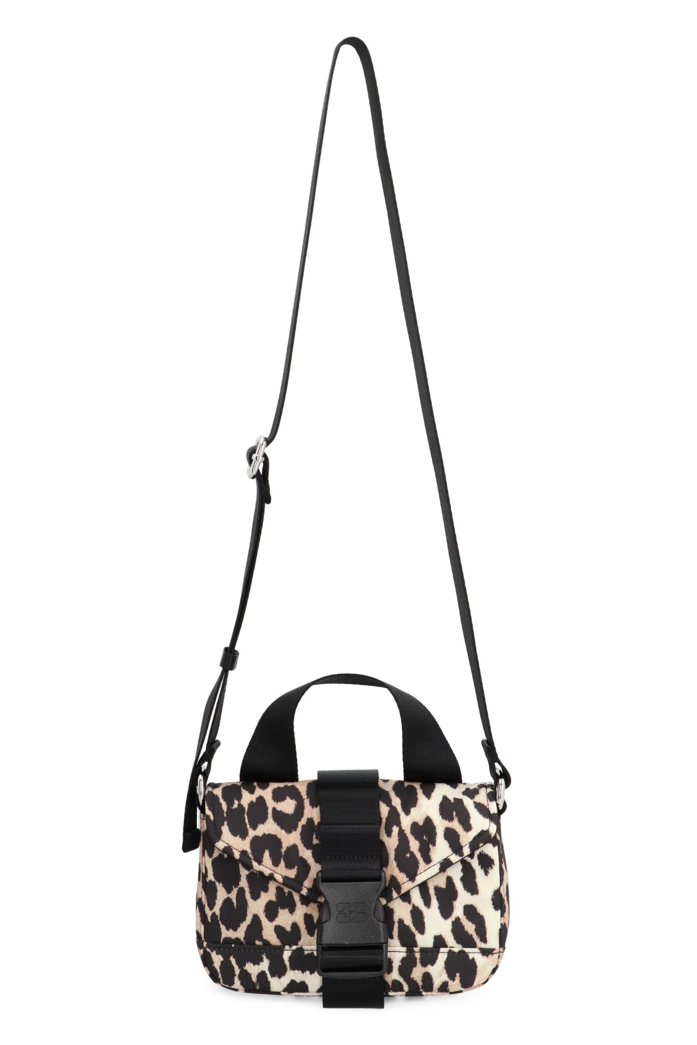 Ganni Leopard Tech Mini Crossbody Bag in Black | Lyst