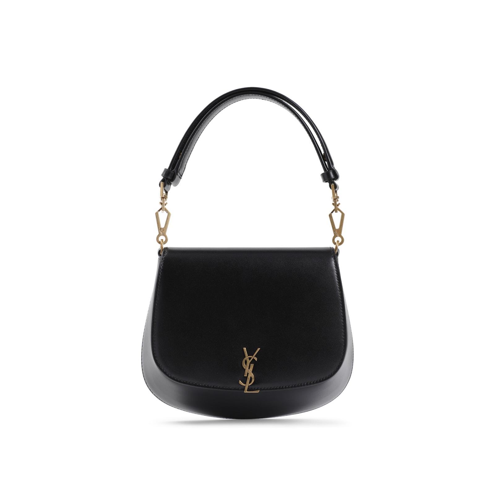 Saint Laurent Black Leather Ysl Bascule Cloche Shoulder Bag