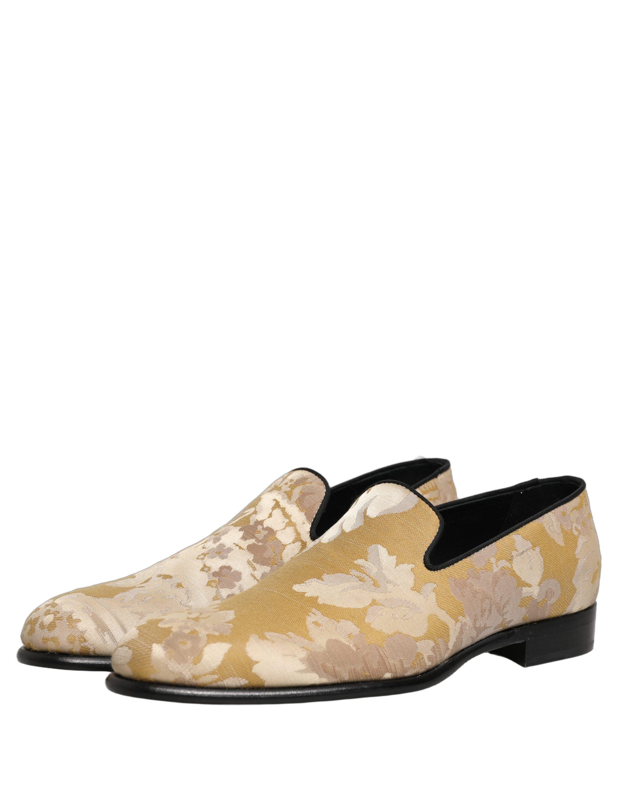 Dolce & Gabbana Floral Print Jacquard Loafers Shoes Leather 