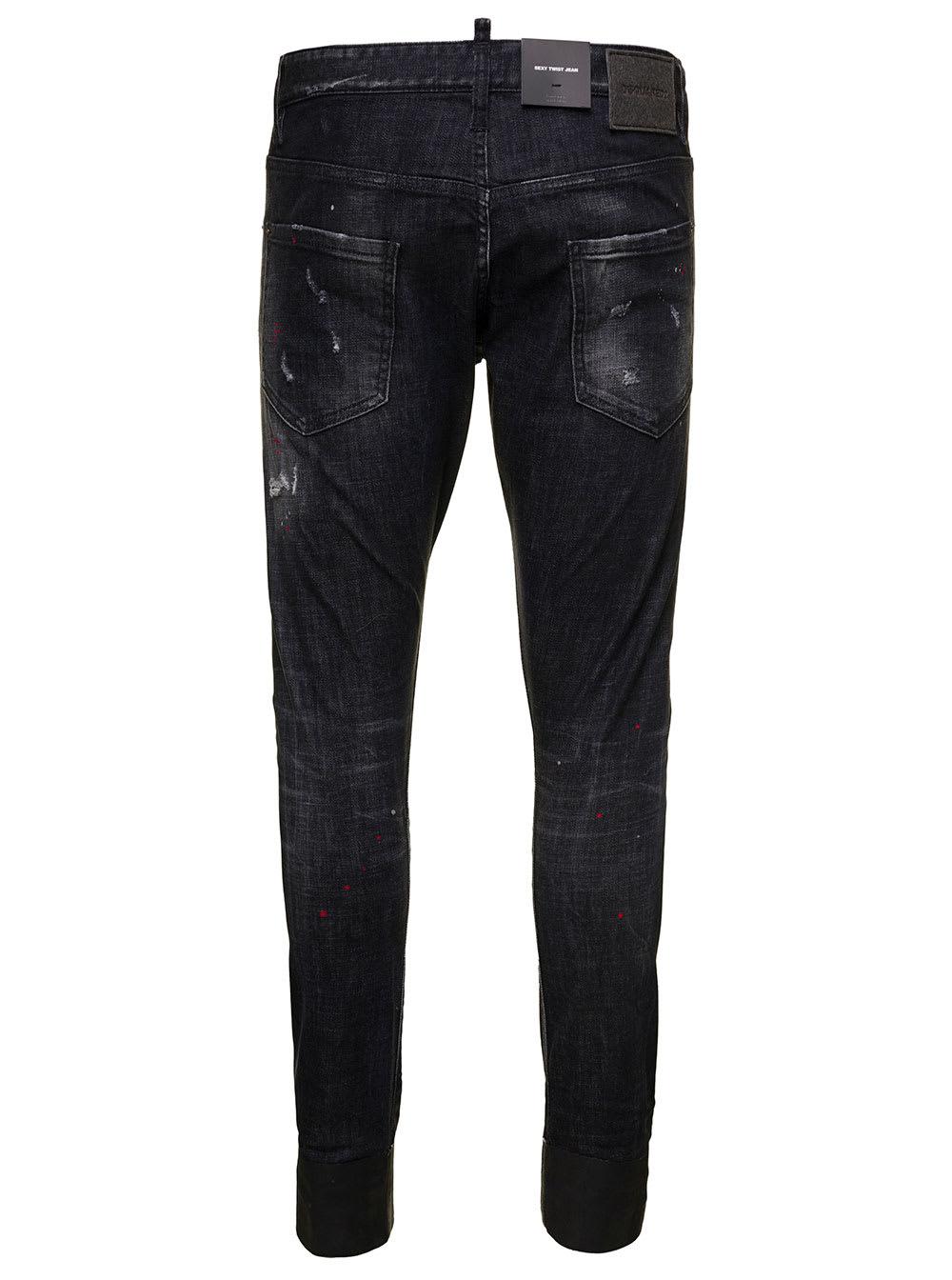 DSquared² Sexy Twist Black Skinny Jeans With Destroyed Effect And Paint  Stains In Cotton Denim D-squared2 in Blue for Men | Lyst