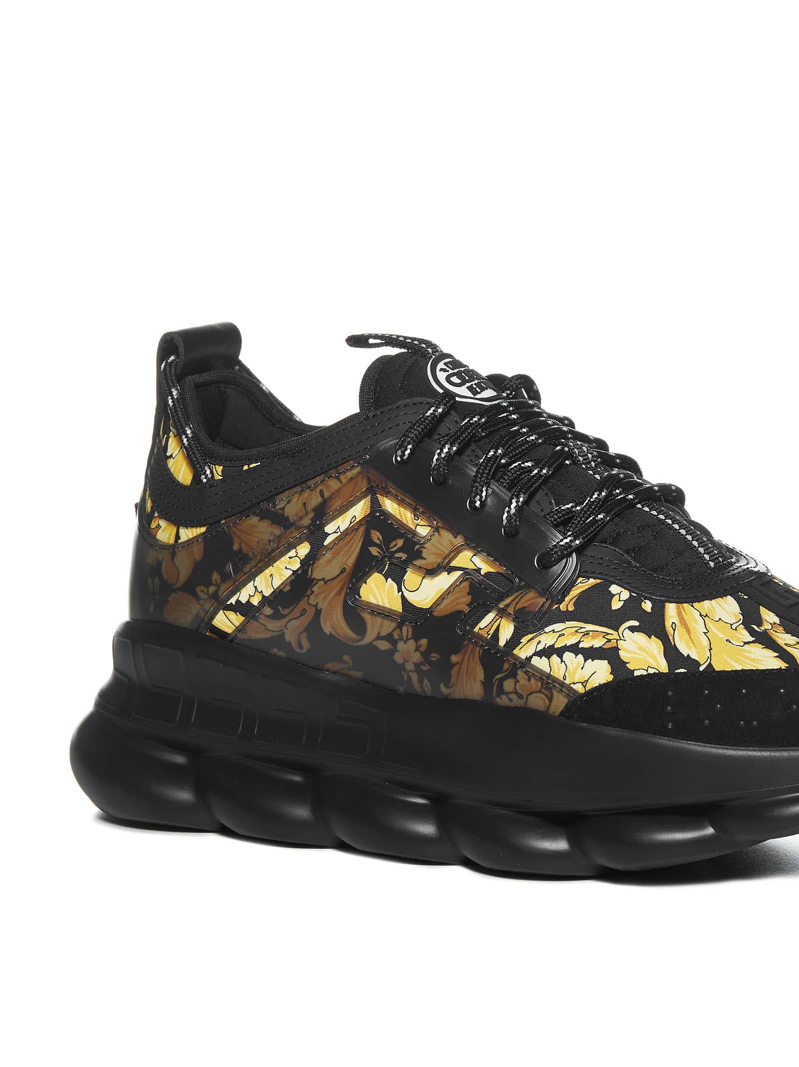 Versace Chain Reaction Barocco Print Sneakers in Black for Men | Lyst