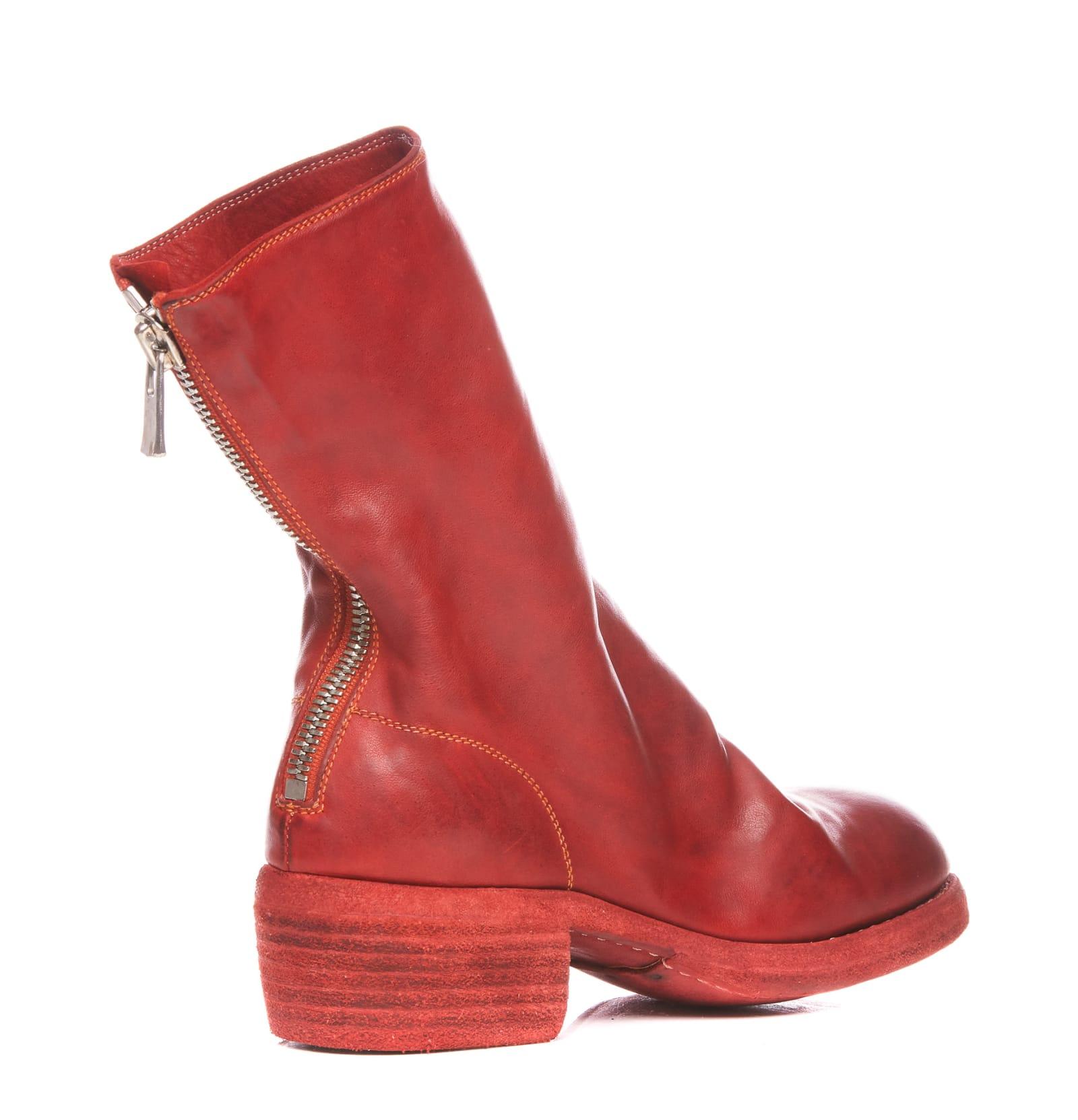 Guidi square-toe ankle boots - Red