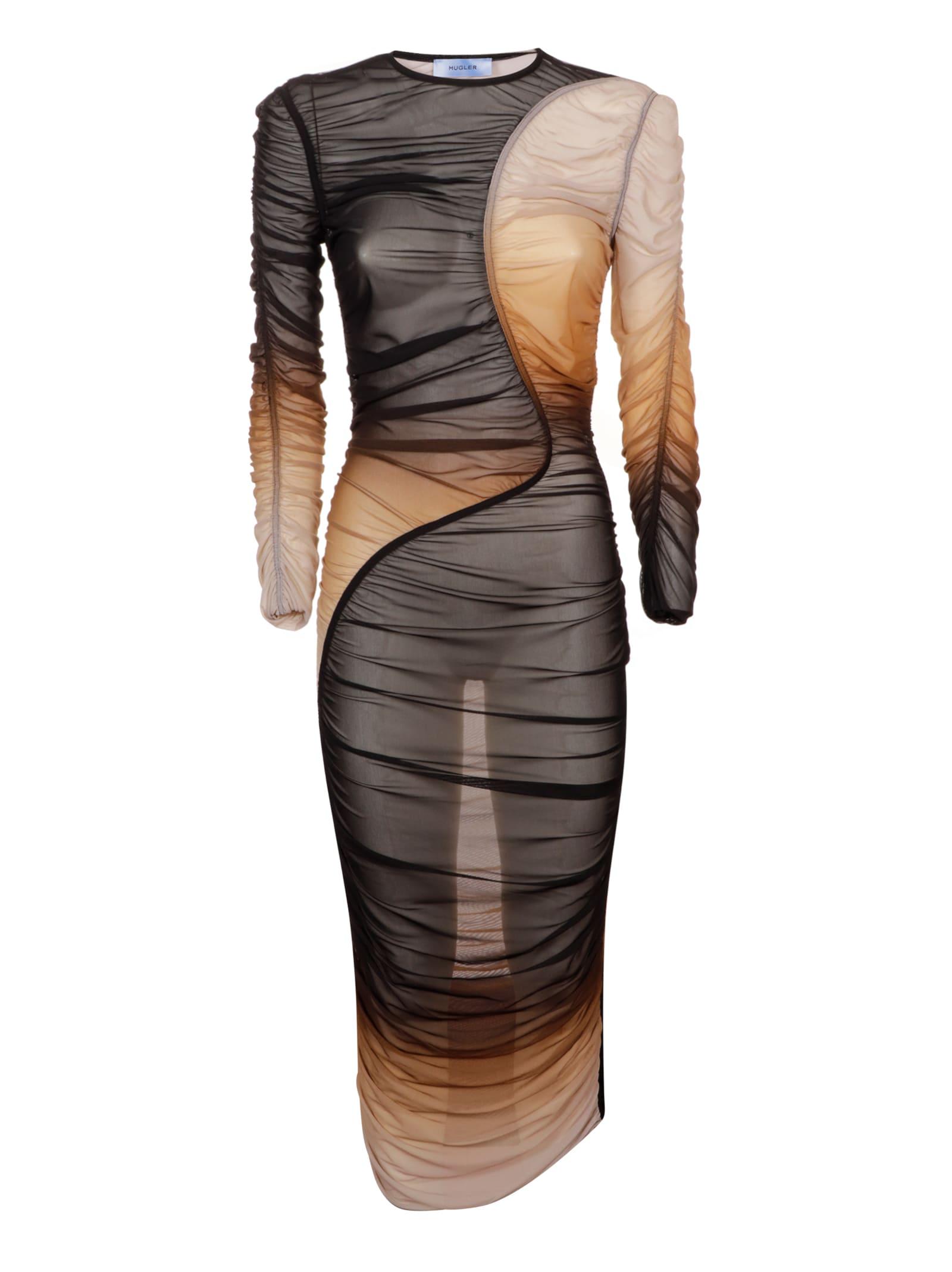 One-sleeved tulle minidress in multicoloured - Mugler, Mytheresa