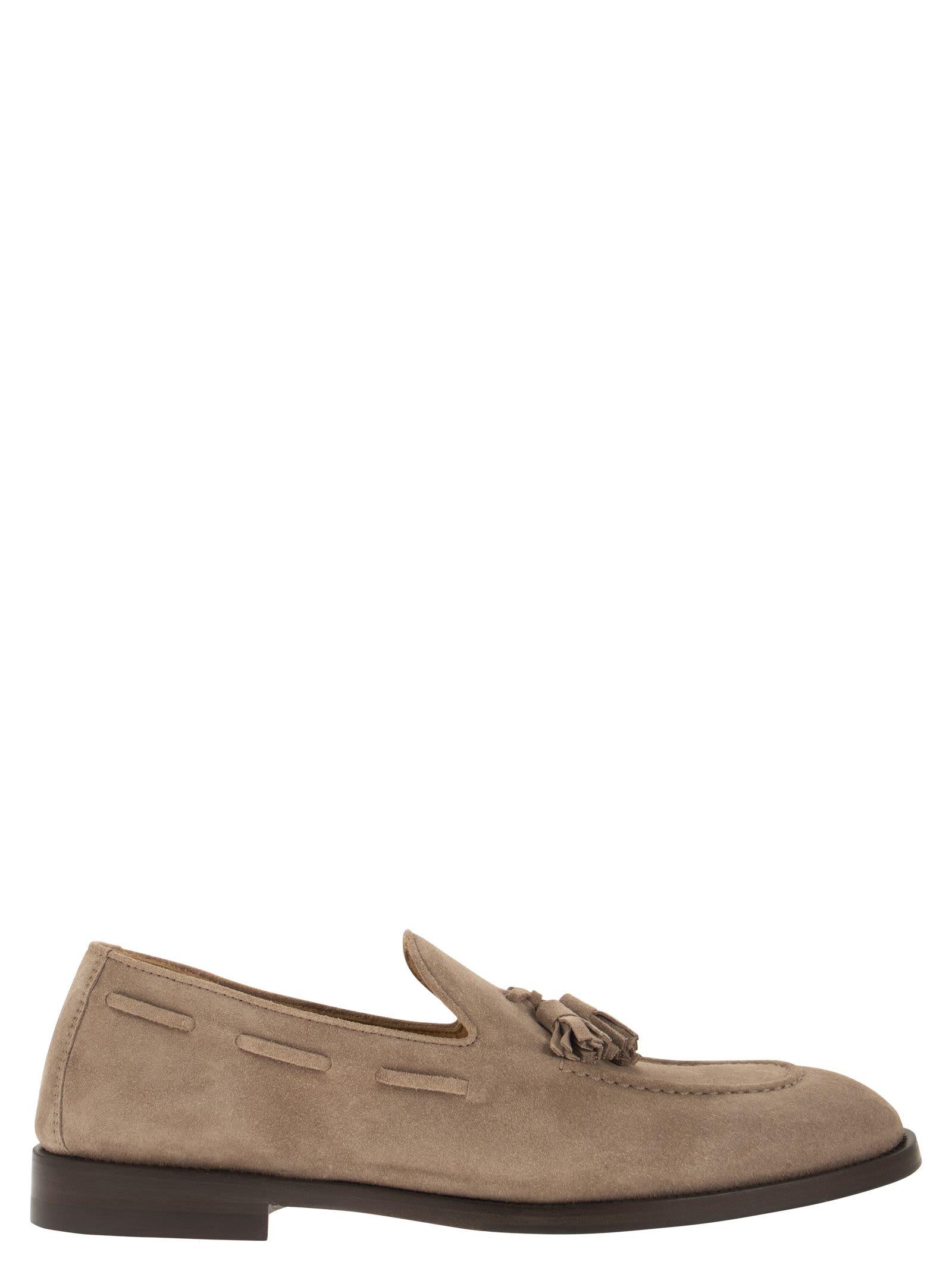 Brunello Cucinelli Smart Suede Loafers With Tassels in Brown for Men | Lyst