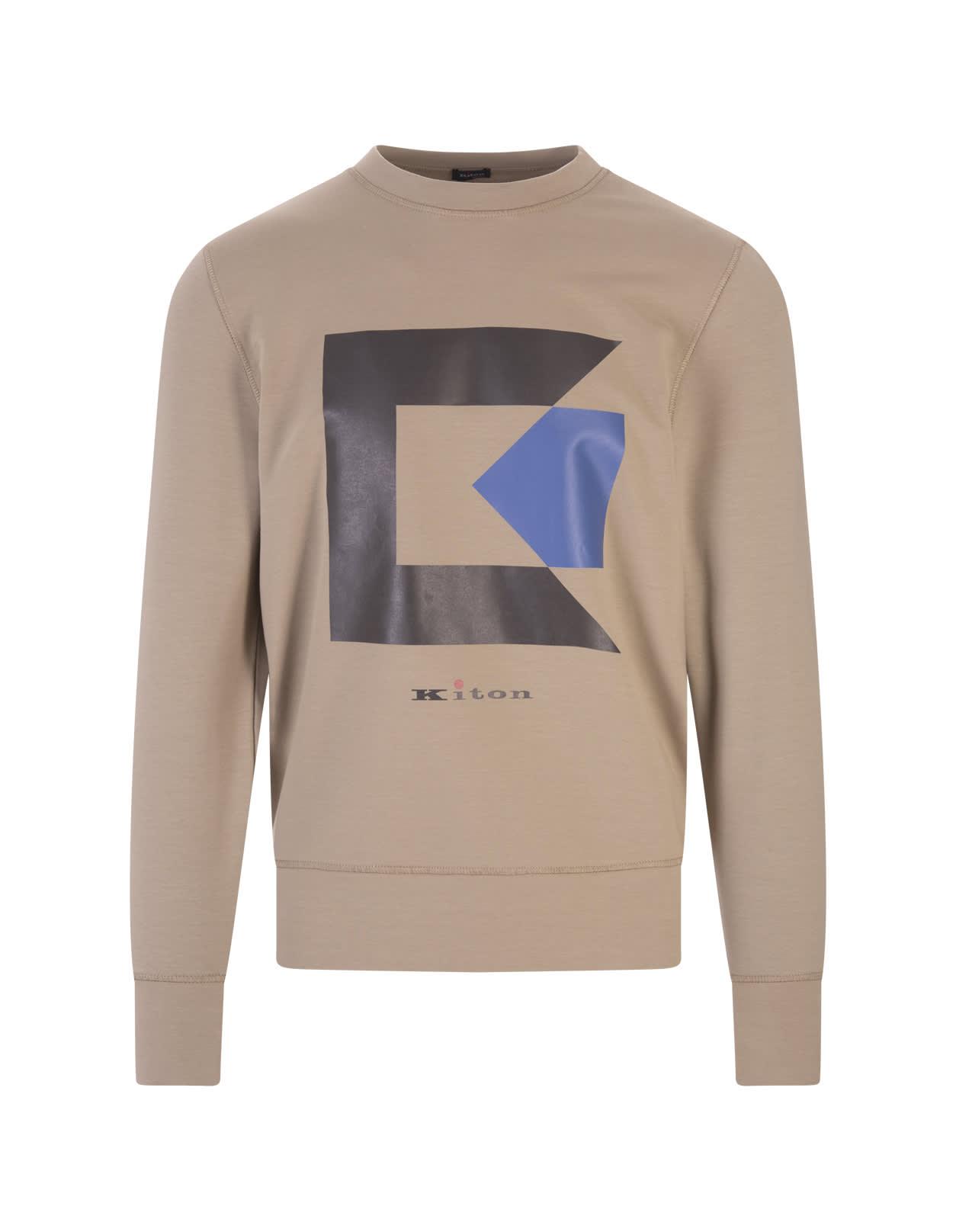 Kiton Cotton Sweatshirt with Graphic Print