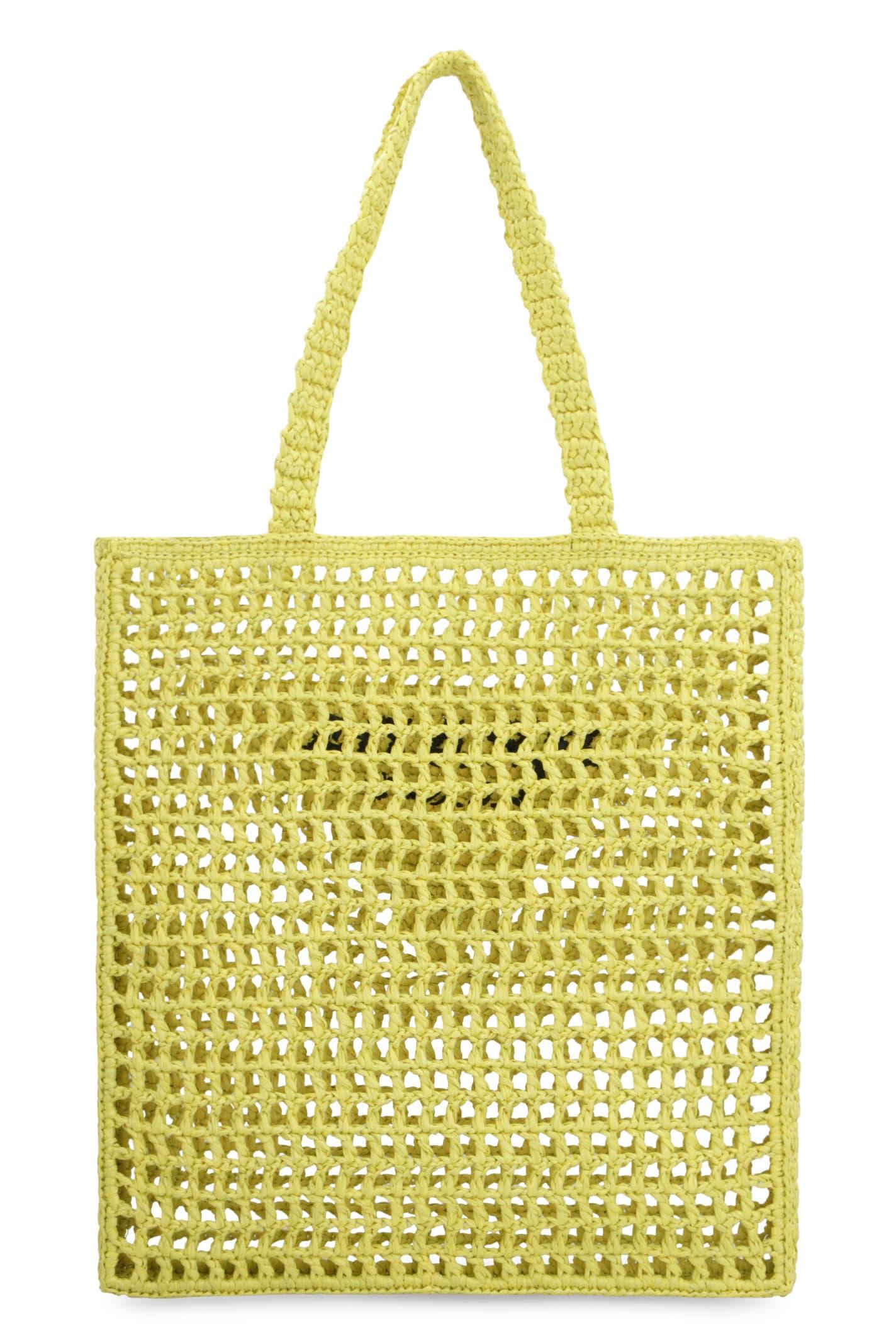 Prada Raffia Tote Bag in Yellow Lyst UK